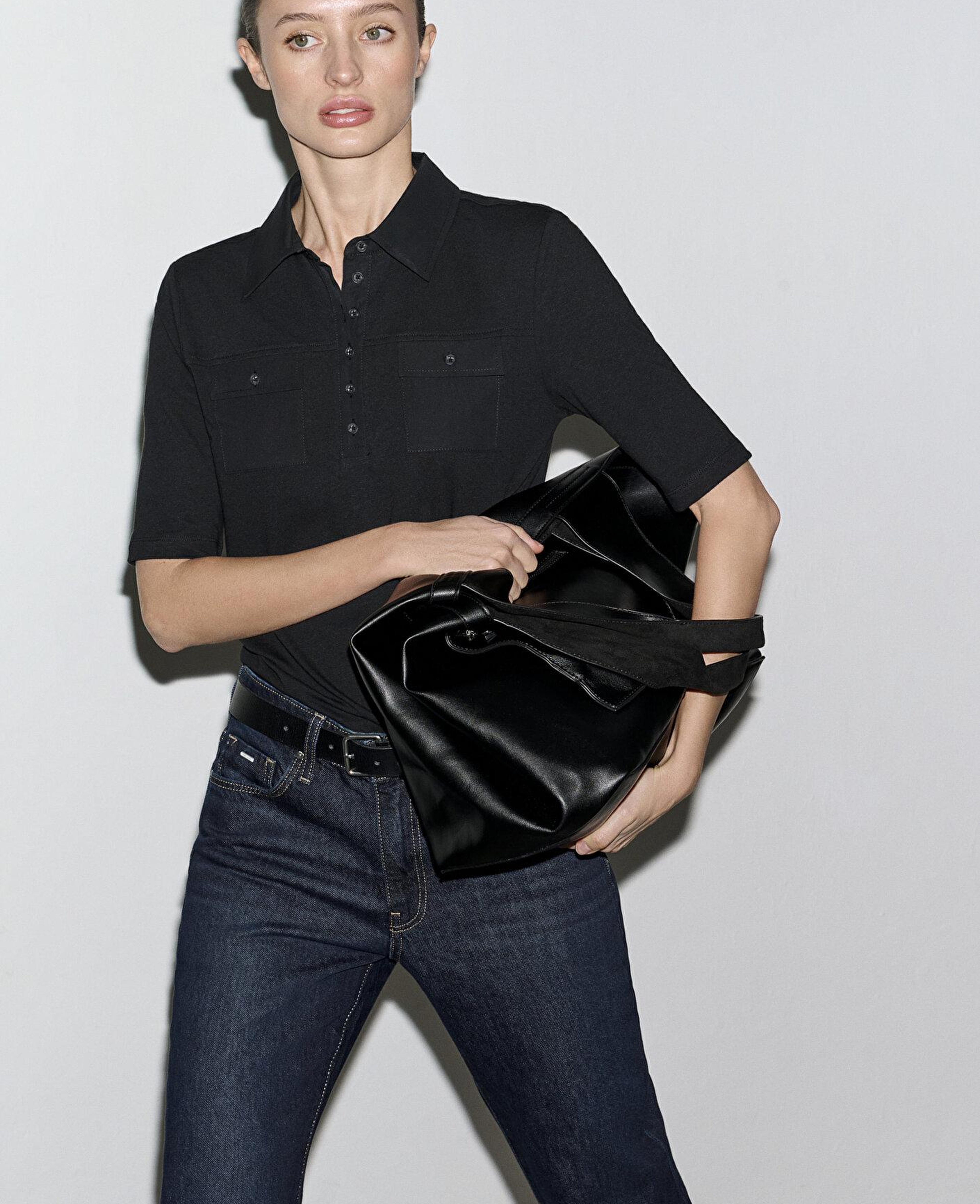 Mavi Keten Karışımlı Siyah Polo Tişört Slim Fit / Dar Kesim 1613858-900