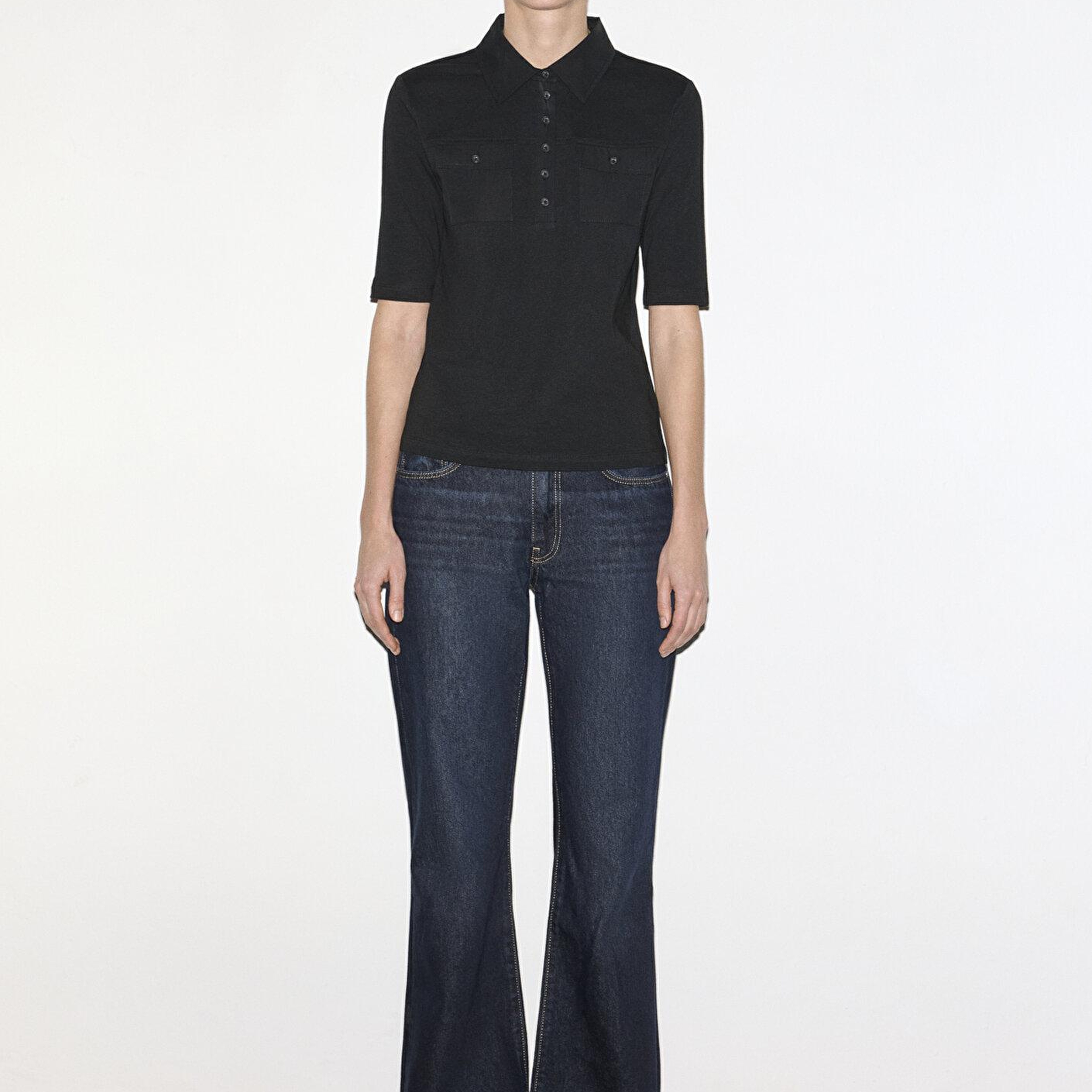 Mavi Keten Karışımlı Siyah Polo Tişört Slim Fit / Dar Kesim 1613858-900