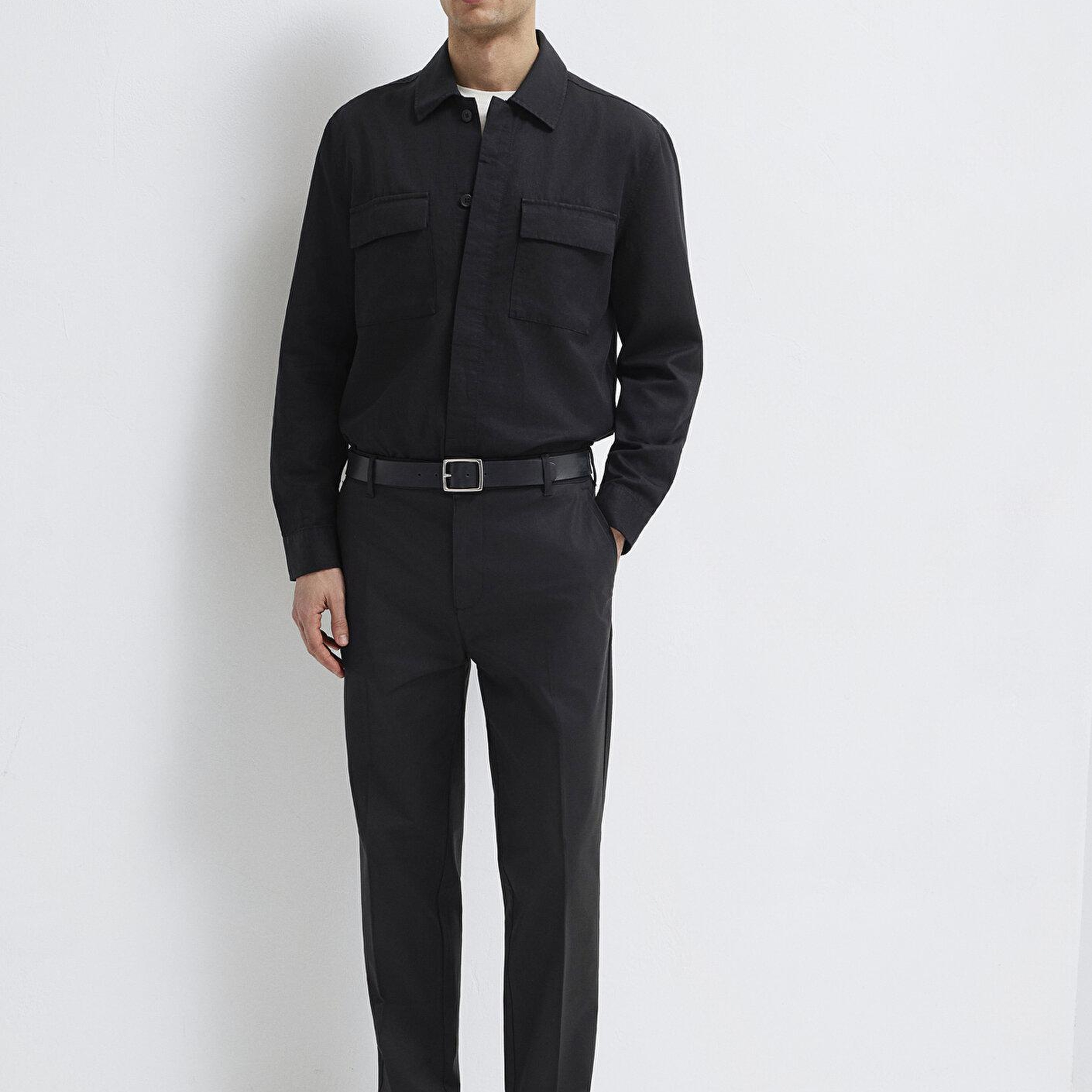 Mavi Mavi Black Keten Karışımlı Siyah Gömlek Regular Fit / Normal Kesim 0211980-900