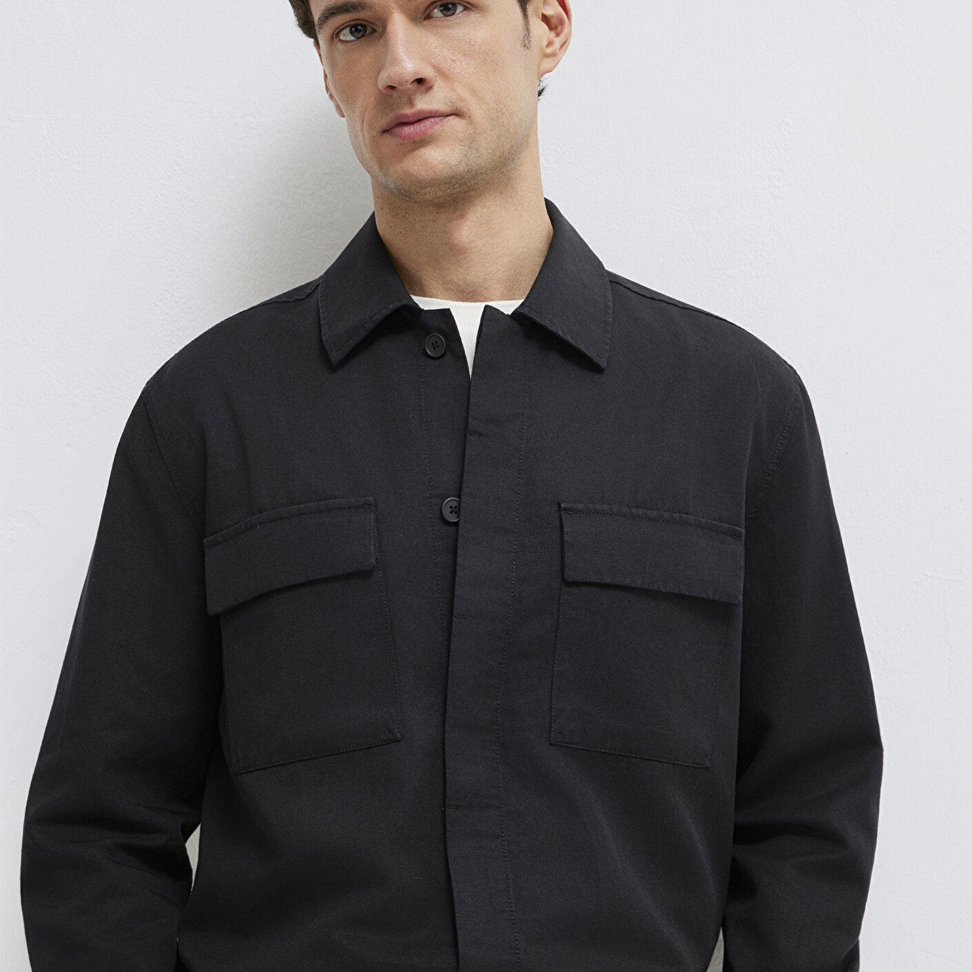 Mavi Mavi Black Keten Karışımlı Siyah Gömlek Regular Fit / Normal Kesim 0211980-900