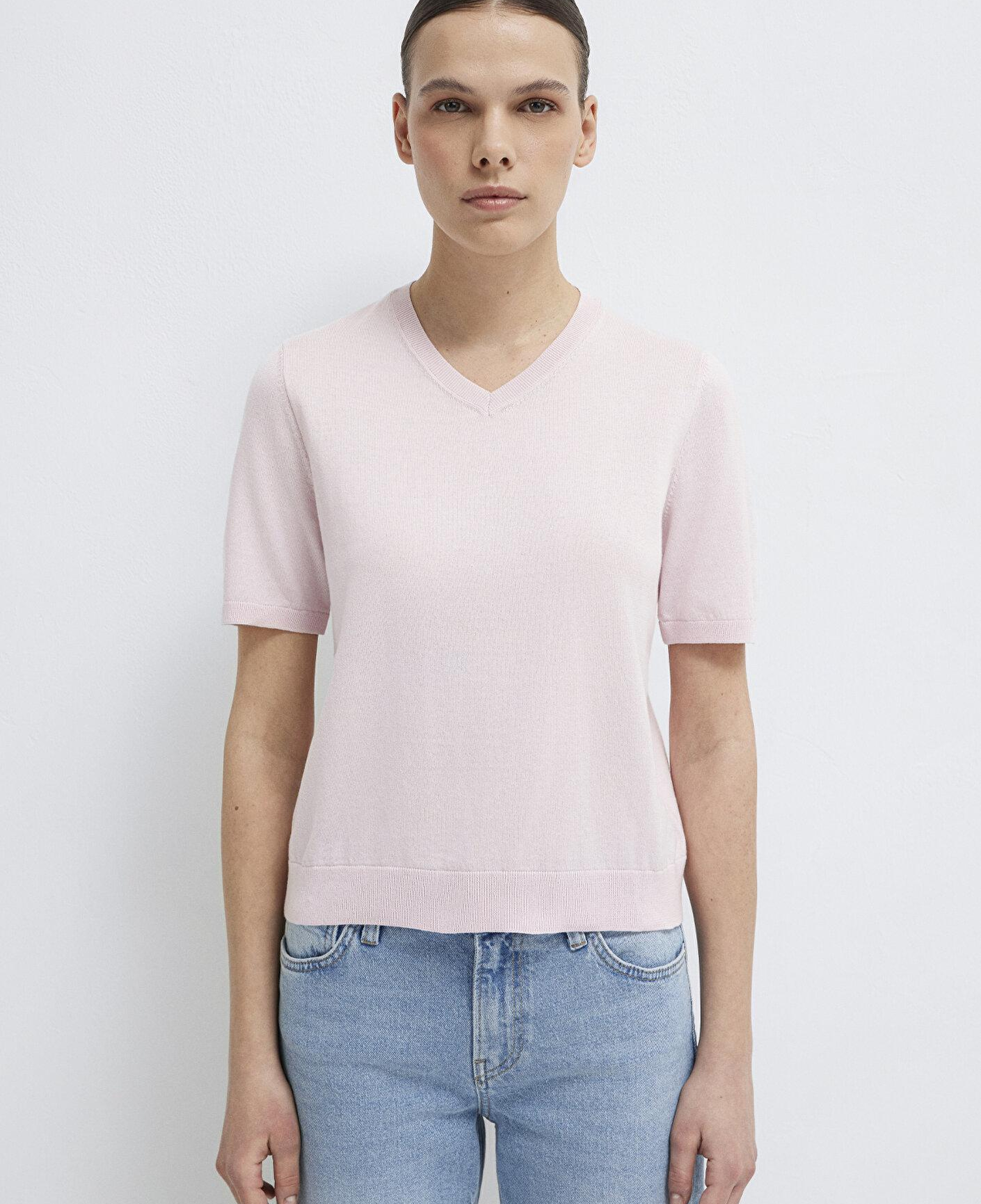 Mavi V Yaka Pembe Triko Regular Fit / Normal Kesim 1710868-70969