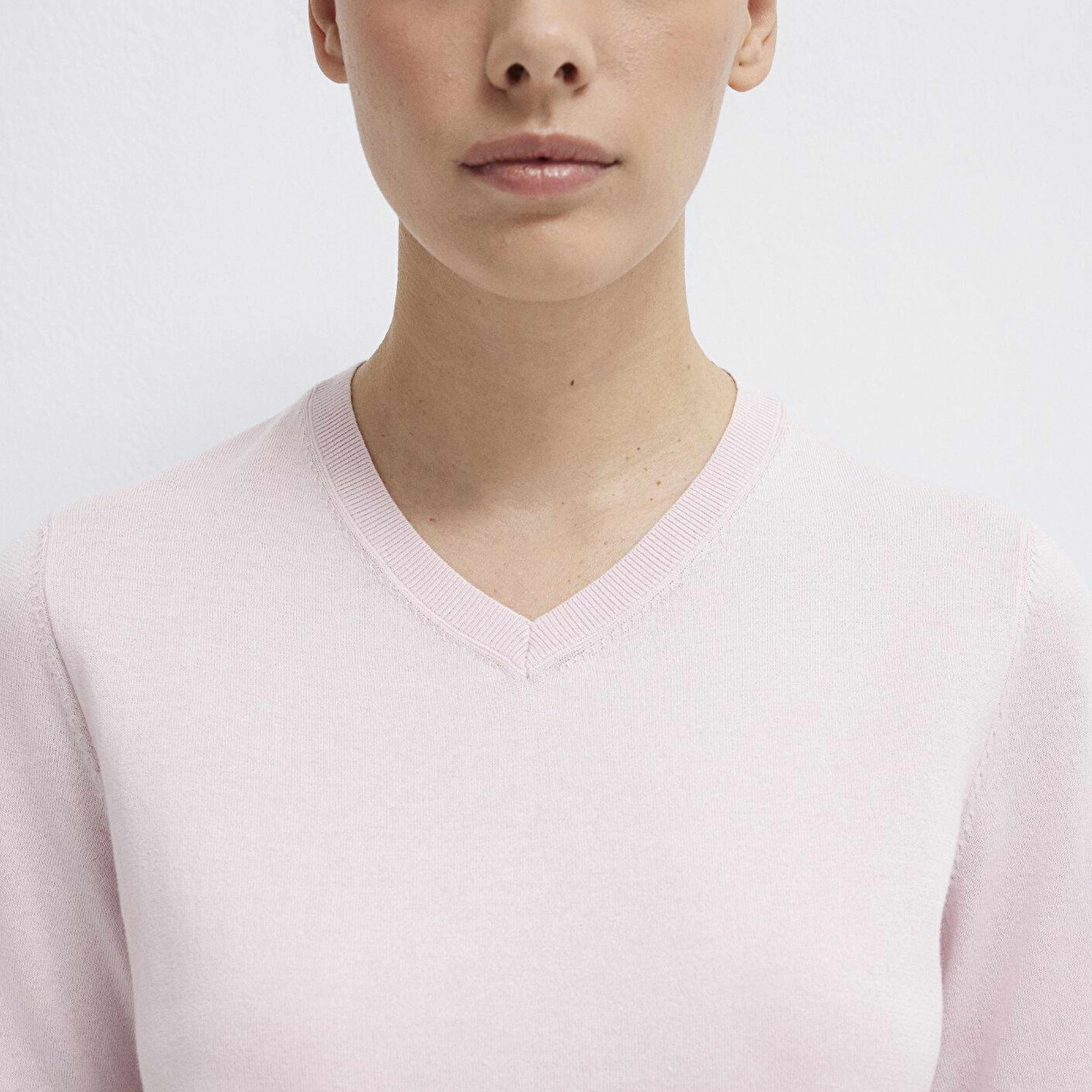 Mavi V Yaka Pembe Triko Regular Fit / Normal Kesim 1710868-70969