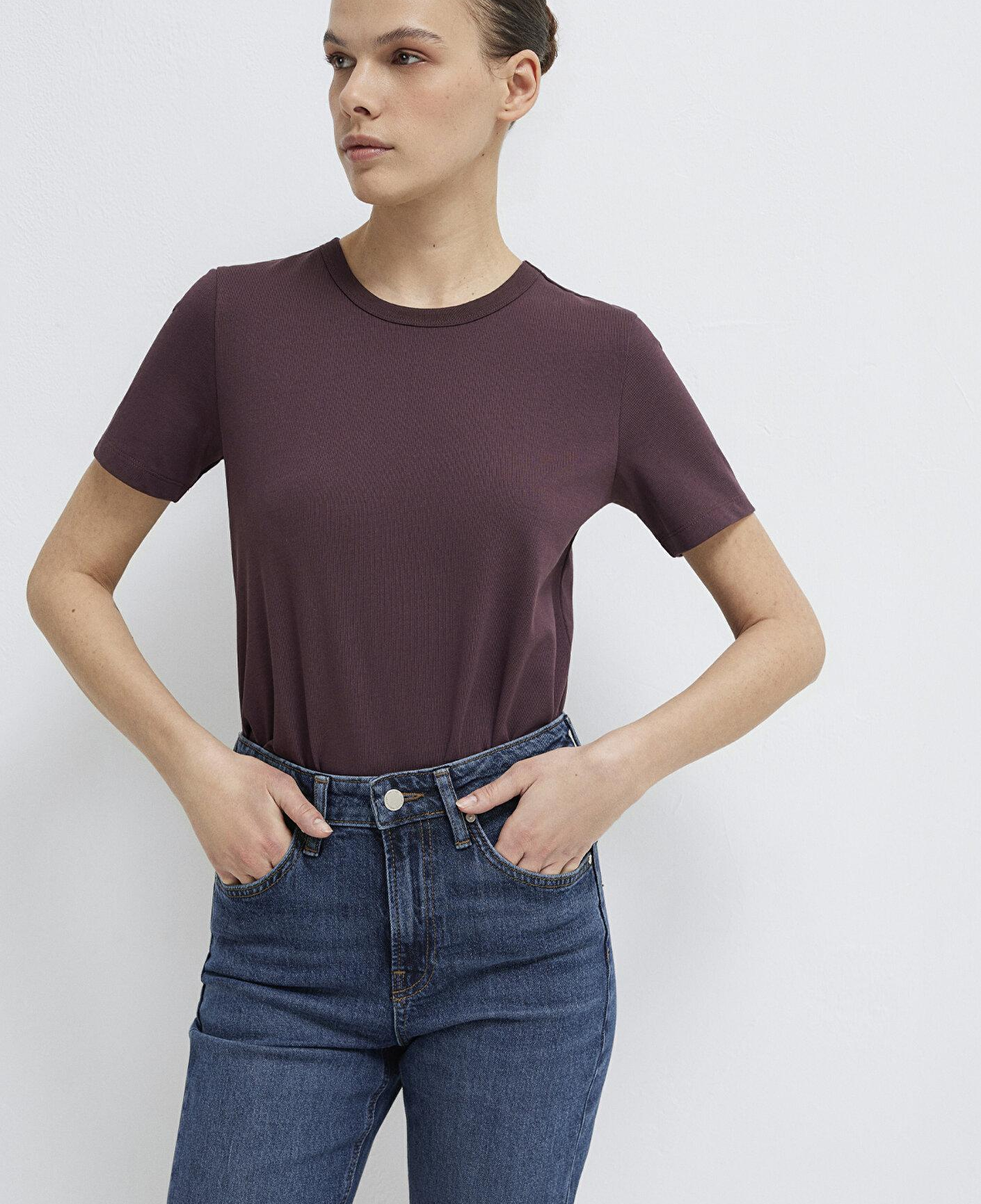 Mavi Bordo Basic Tişört Slim Fit / Dar Kesim 1614067-70223