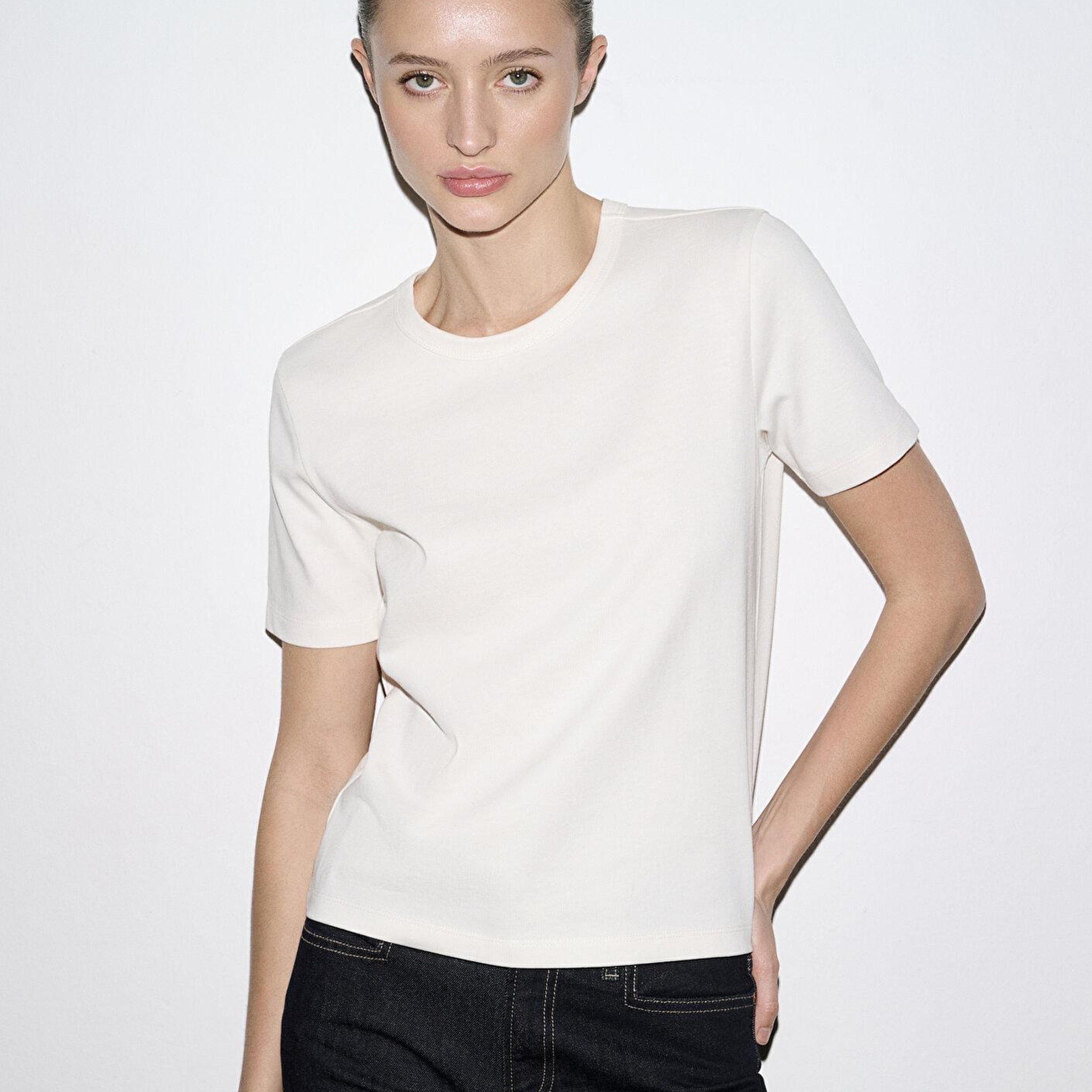 Mavi Ekru Basic Tişört Slim Fit / Dar Kesim 1614067-70048