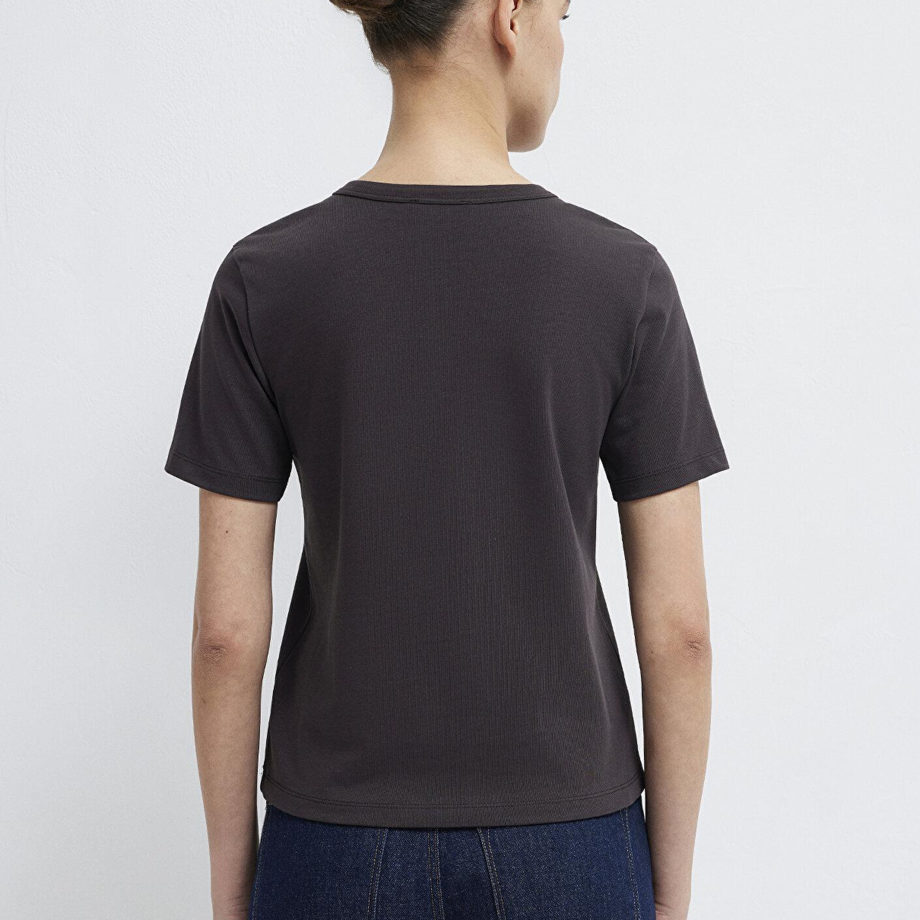 Mavi Kahverengi Basic Tişört Slim Fit / Dar Kesim 1614067-88615