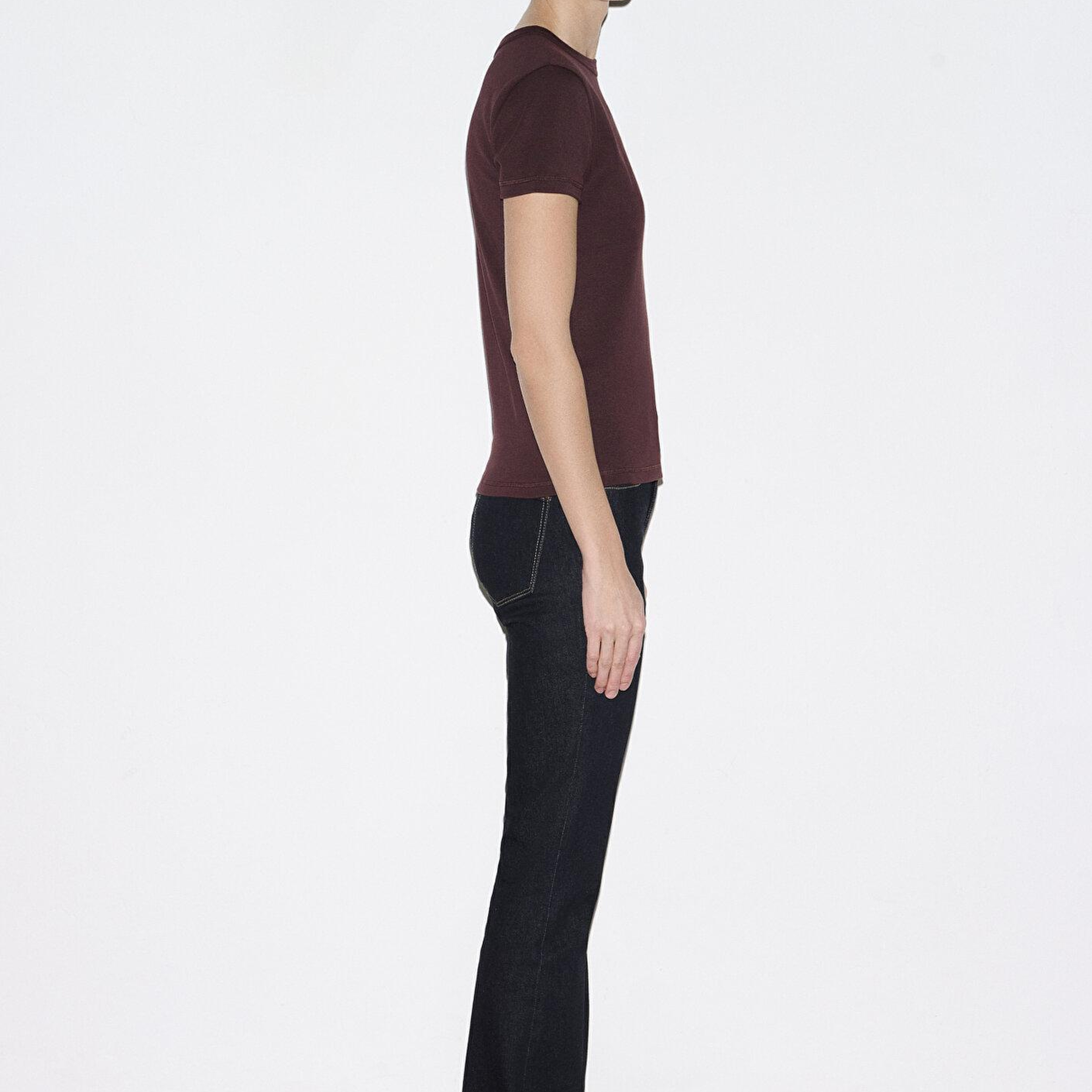 Mavi Bordo Basic Tişört Fitted / Vücuda Oturan Kesim 1614065-70223