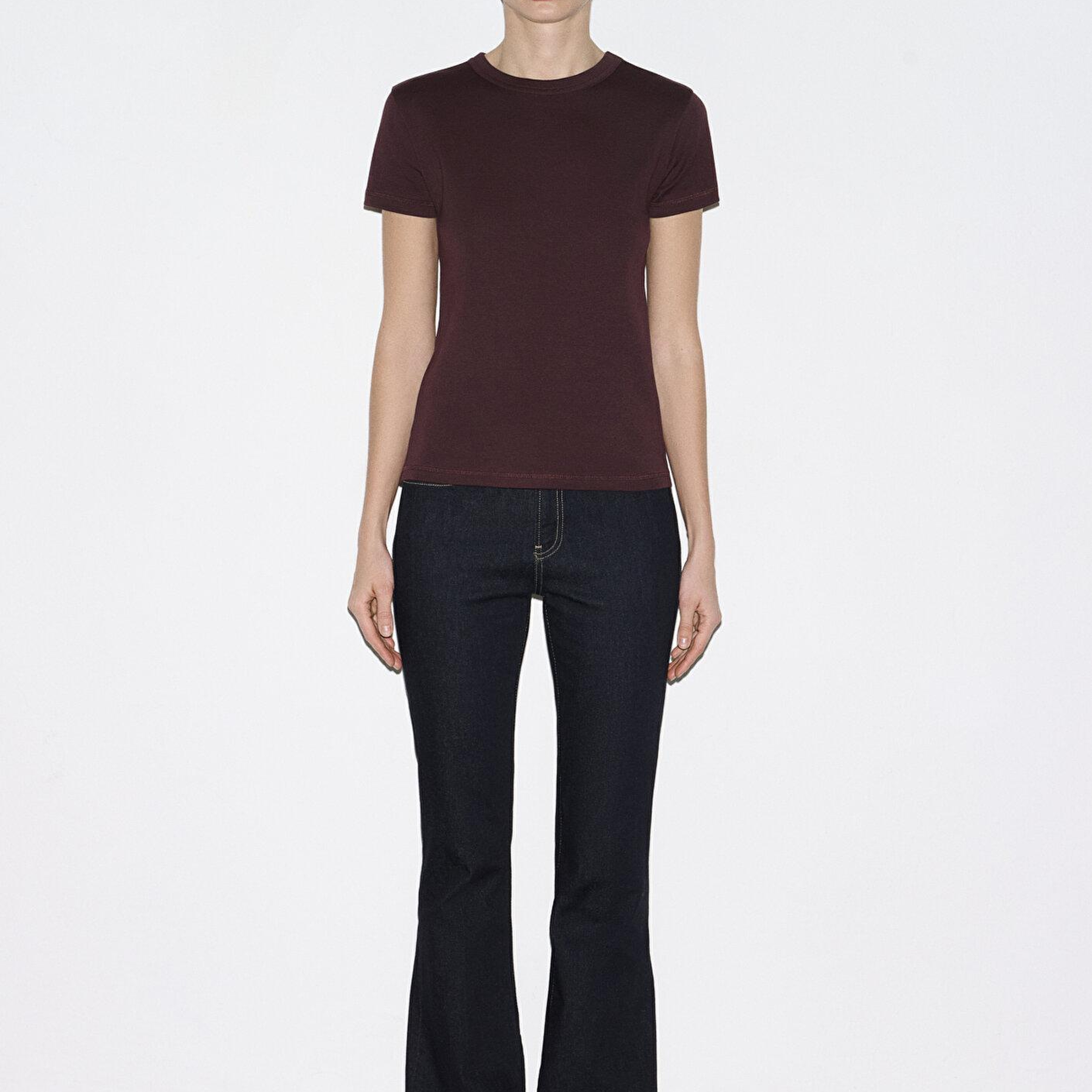 Mavi Bordo Basic Tişört Fitted / Vücuda Oturan Kesim 1614065-70223