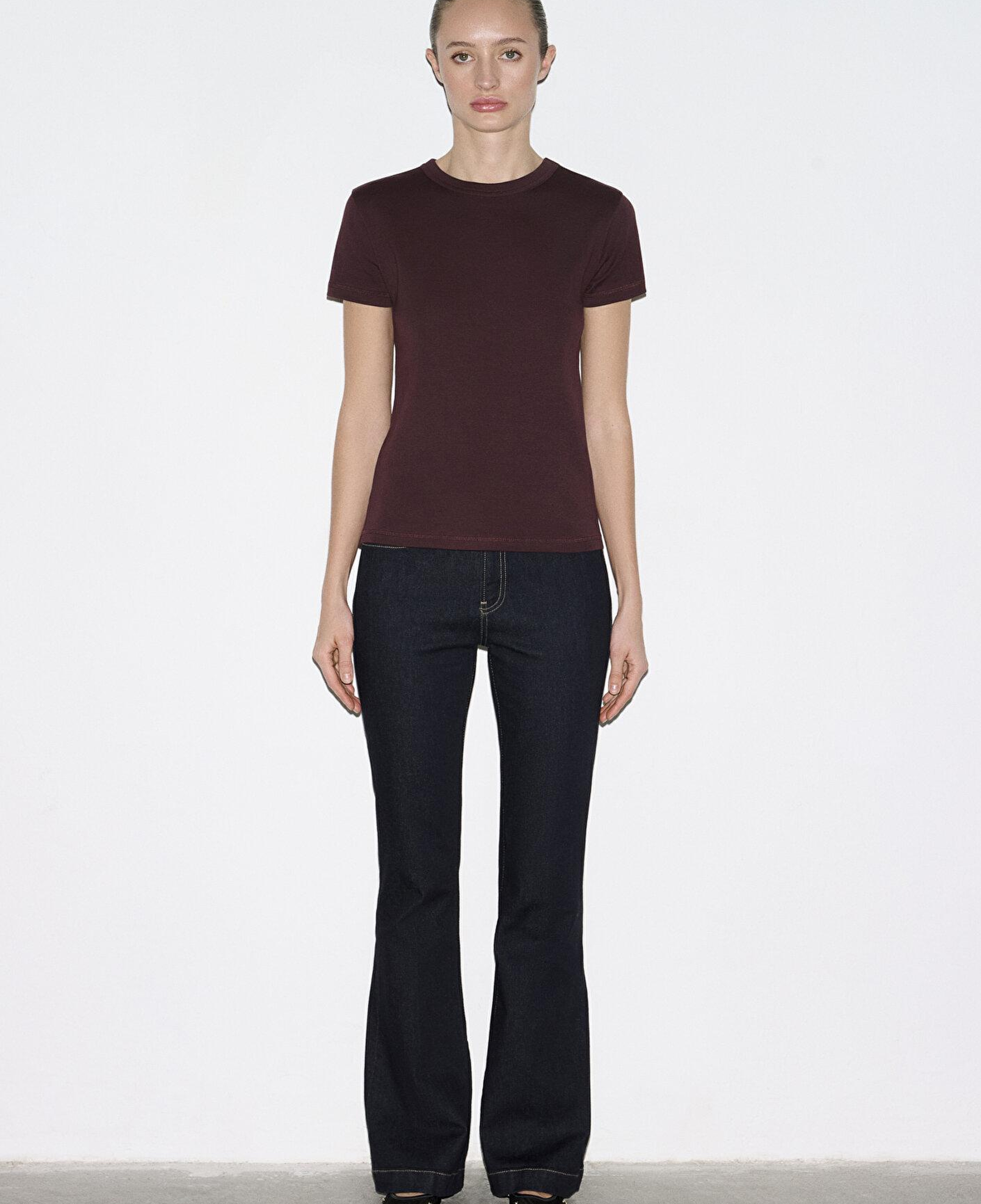 Mavi Bordo Basic Tişört Fitted / Vücuda Oturan Kesim 1614065-70223