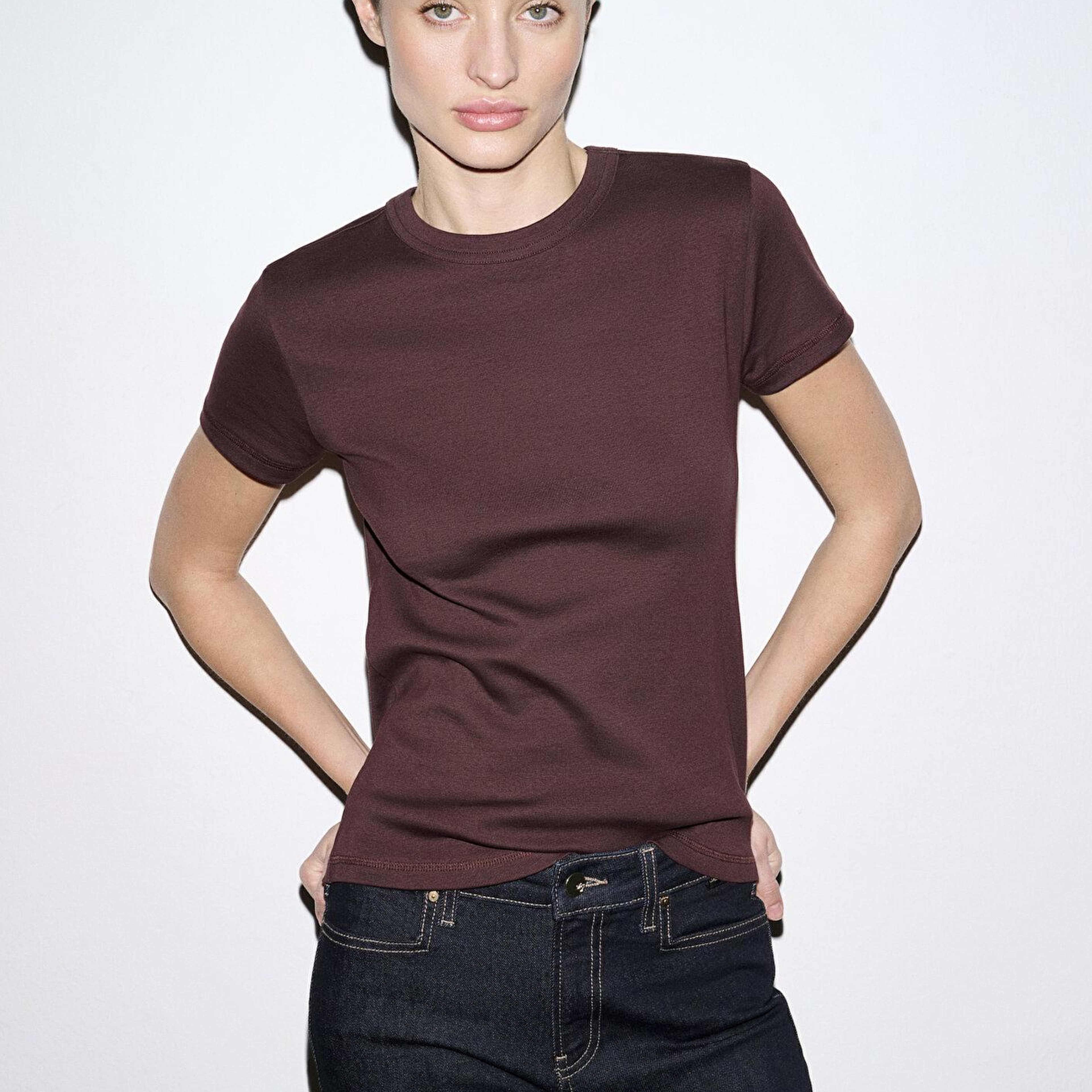 Mavi Bordo Basic Tişört Fitted / Vücuda Oturan Kesim 1614065-70223