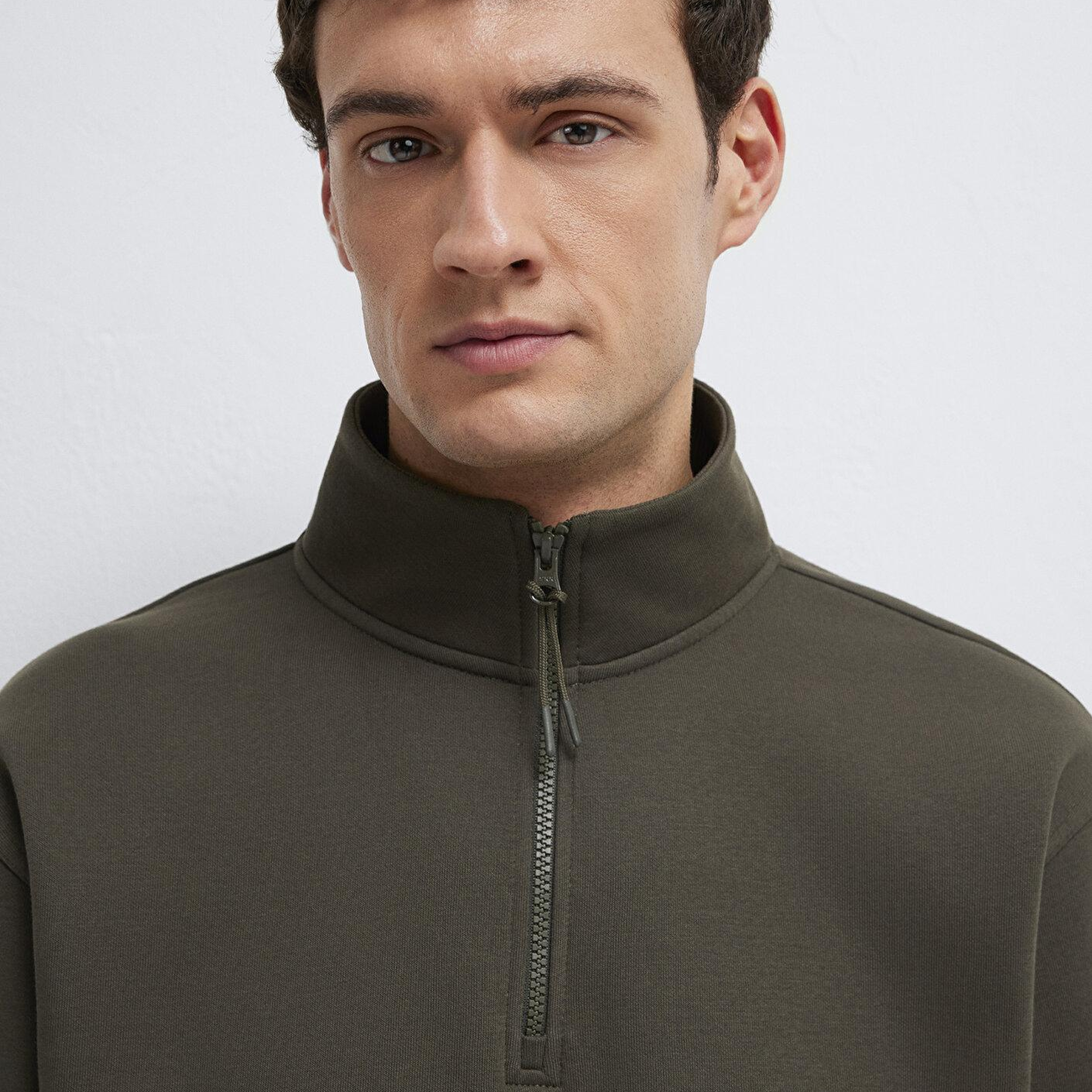 Mavi Yarı Fermuarlı Haki Basic Sweatshirt 0S10278-71553