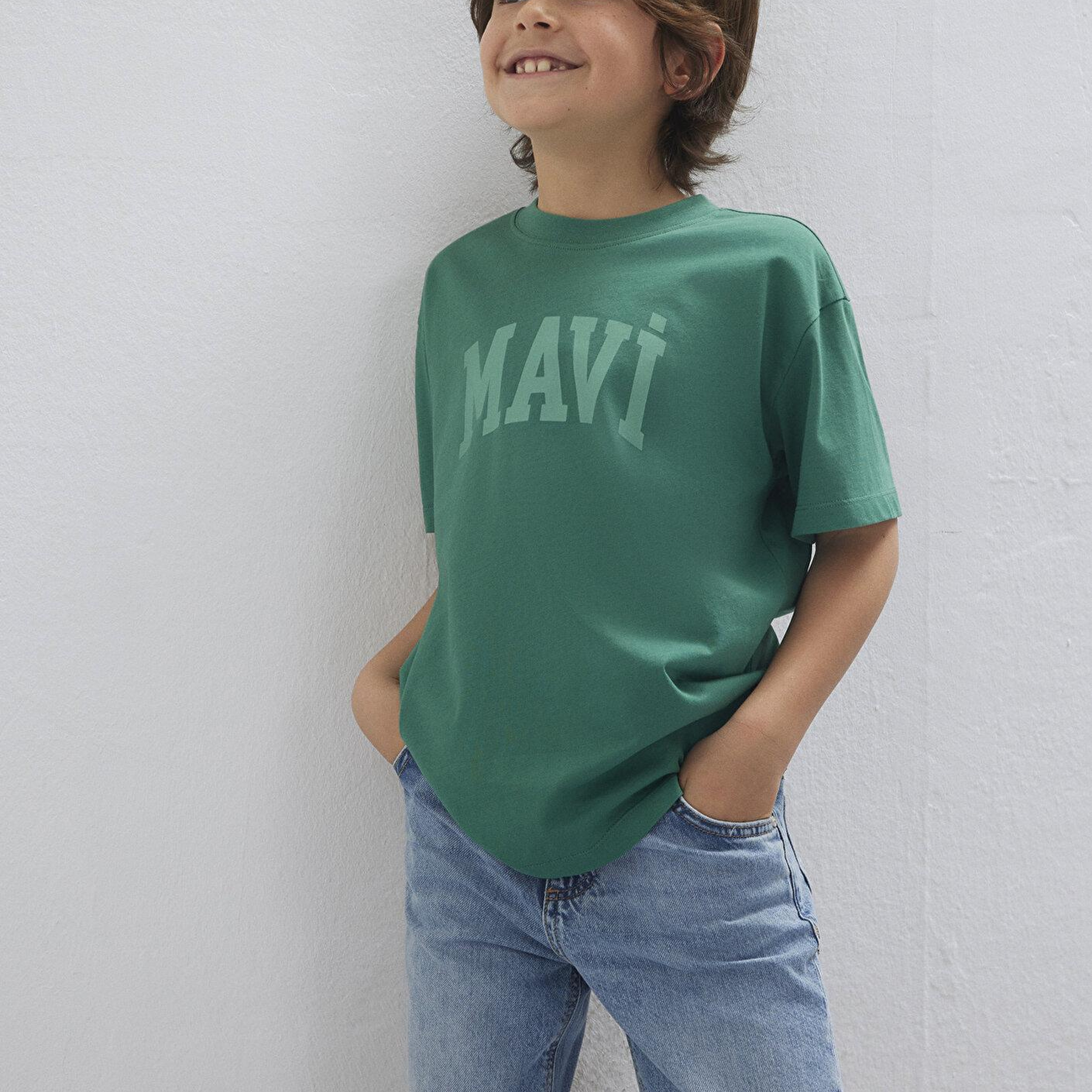 Mavi Mavi Baskılı Yeşil Tişört Loose Fit / Bol Rahat Kesim 6610484-71697