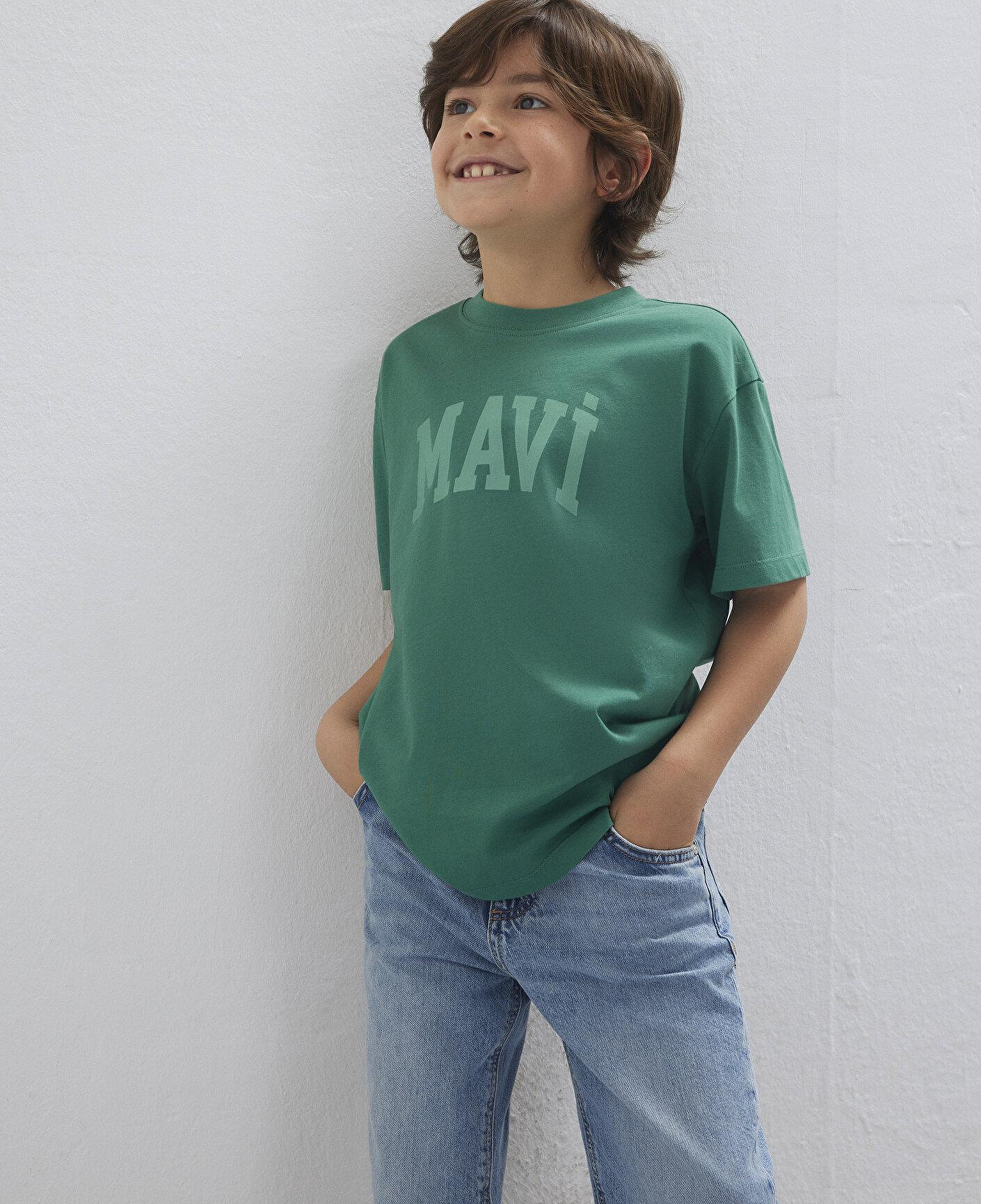 Mavi Mavi Baskılı Yeşil Tişört Loose Fit / Bol Rahat Kesim 6610484-71697