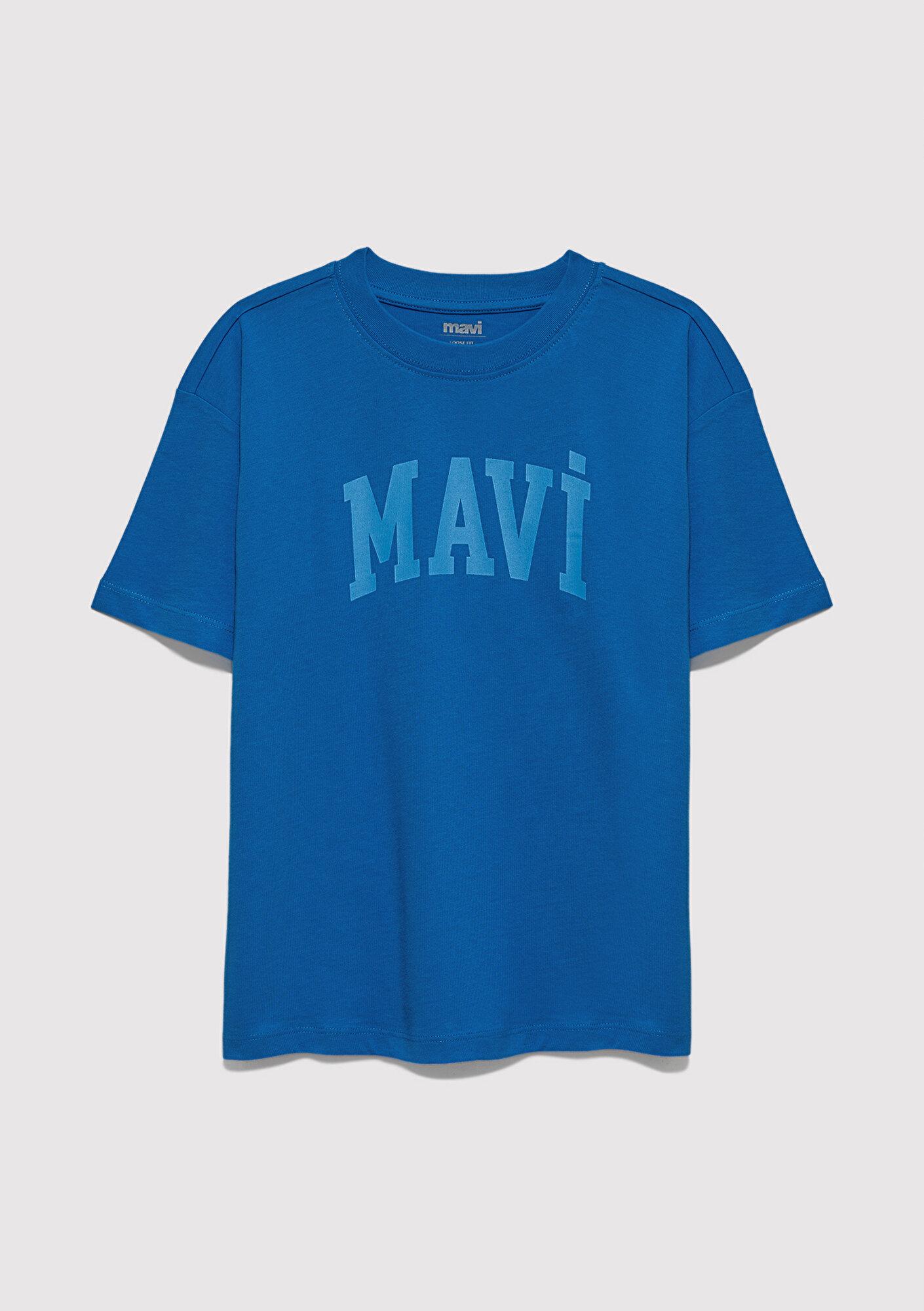 Mavi Mavi Baskılı Mavi Tişört Loose Fit / Bol Rahat Kesim 6610484-70902