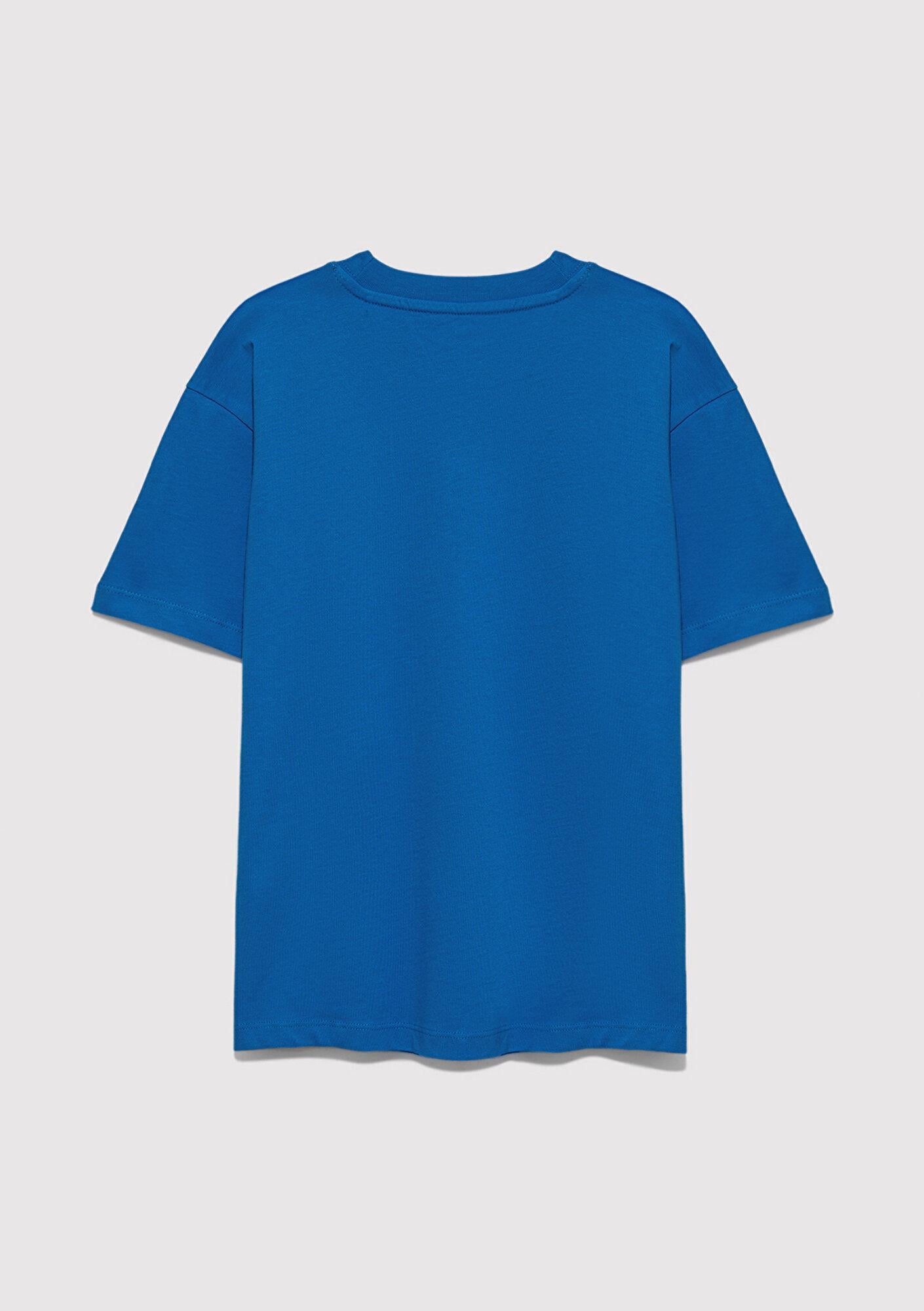 Mavi Mavi Baskılı Mavi Tişört Loose Fit / Bol Rahat Kesim 6610484-70902