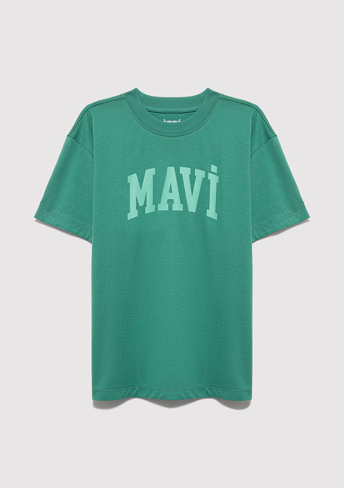 Mavi Mavi Baskılı Yeşil Tişört Loose Fit / Bol Rahat Kesim 6610484-71697