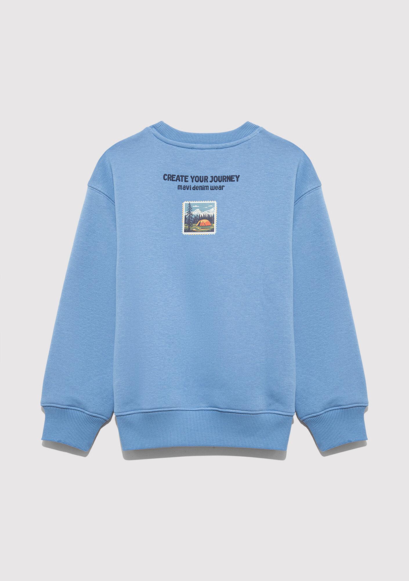 Mavi Adventure Awaits Baskılı Mavi Sweatshirt 6S10146-70724