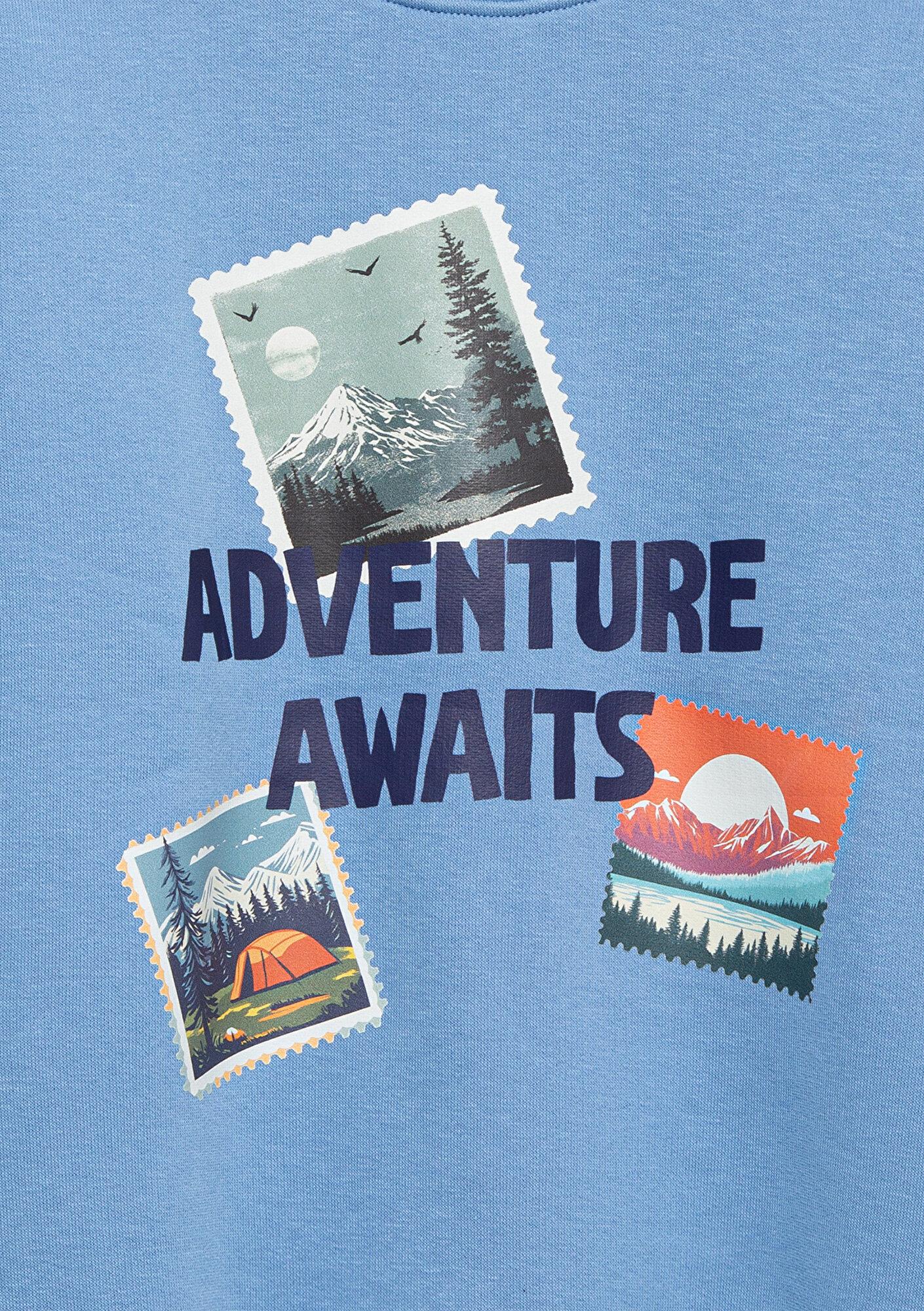 Mavi Adventure Awaits Baskılı Mavi Sweatshirt 6S10146-70724