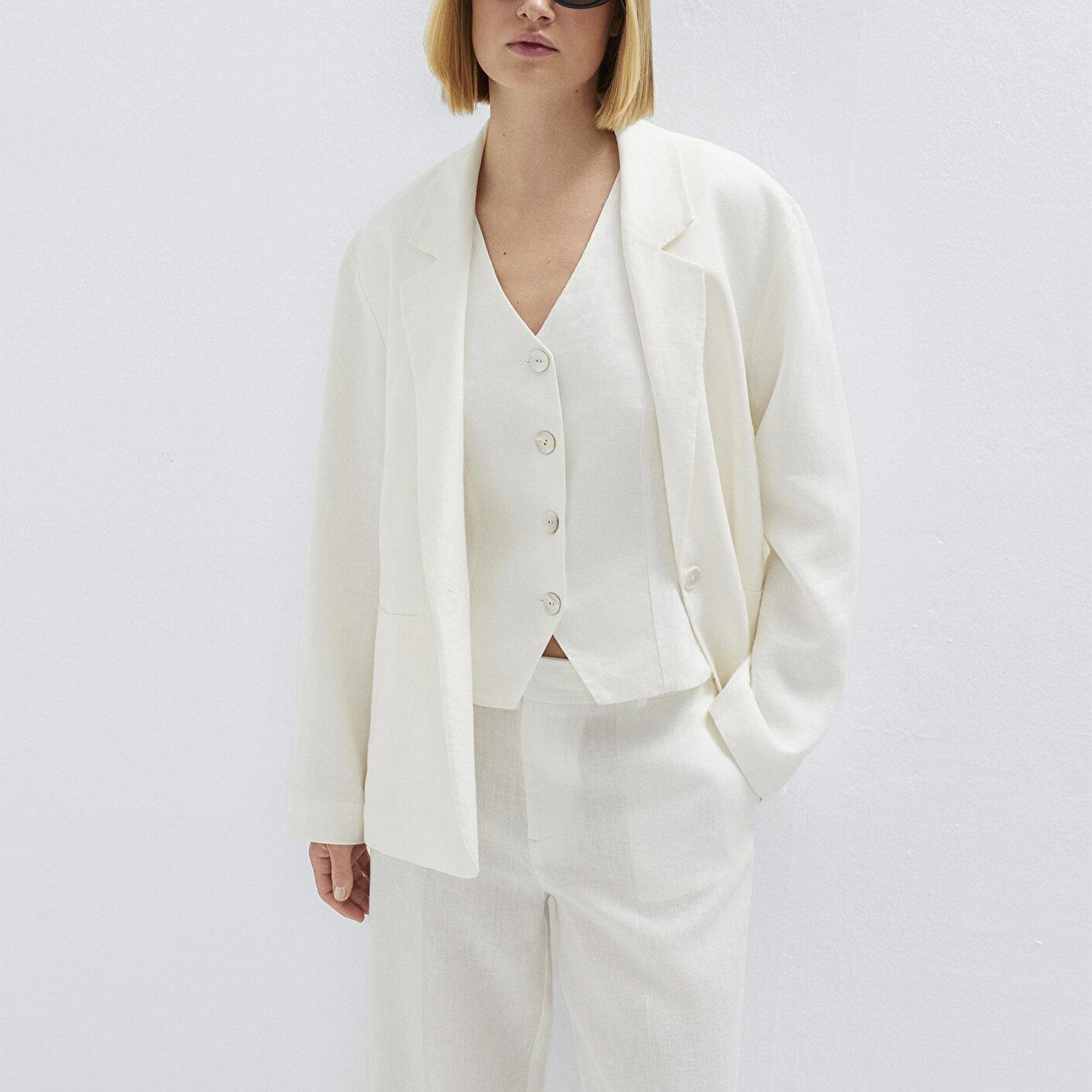 Mavi Ekru Keten Blazer 1110850-70057