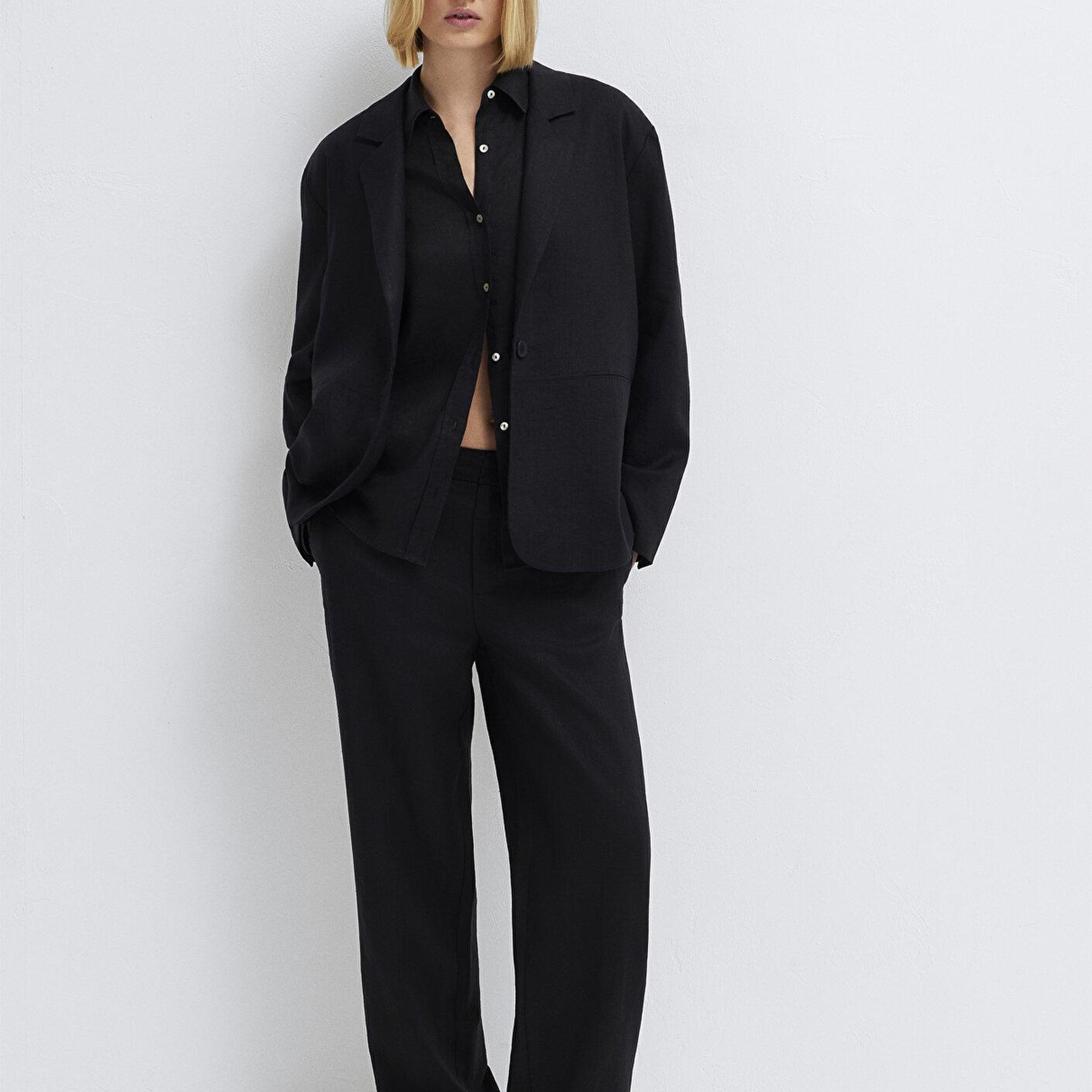 Mavi Siyah Keten Blazer 1110850-900