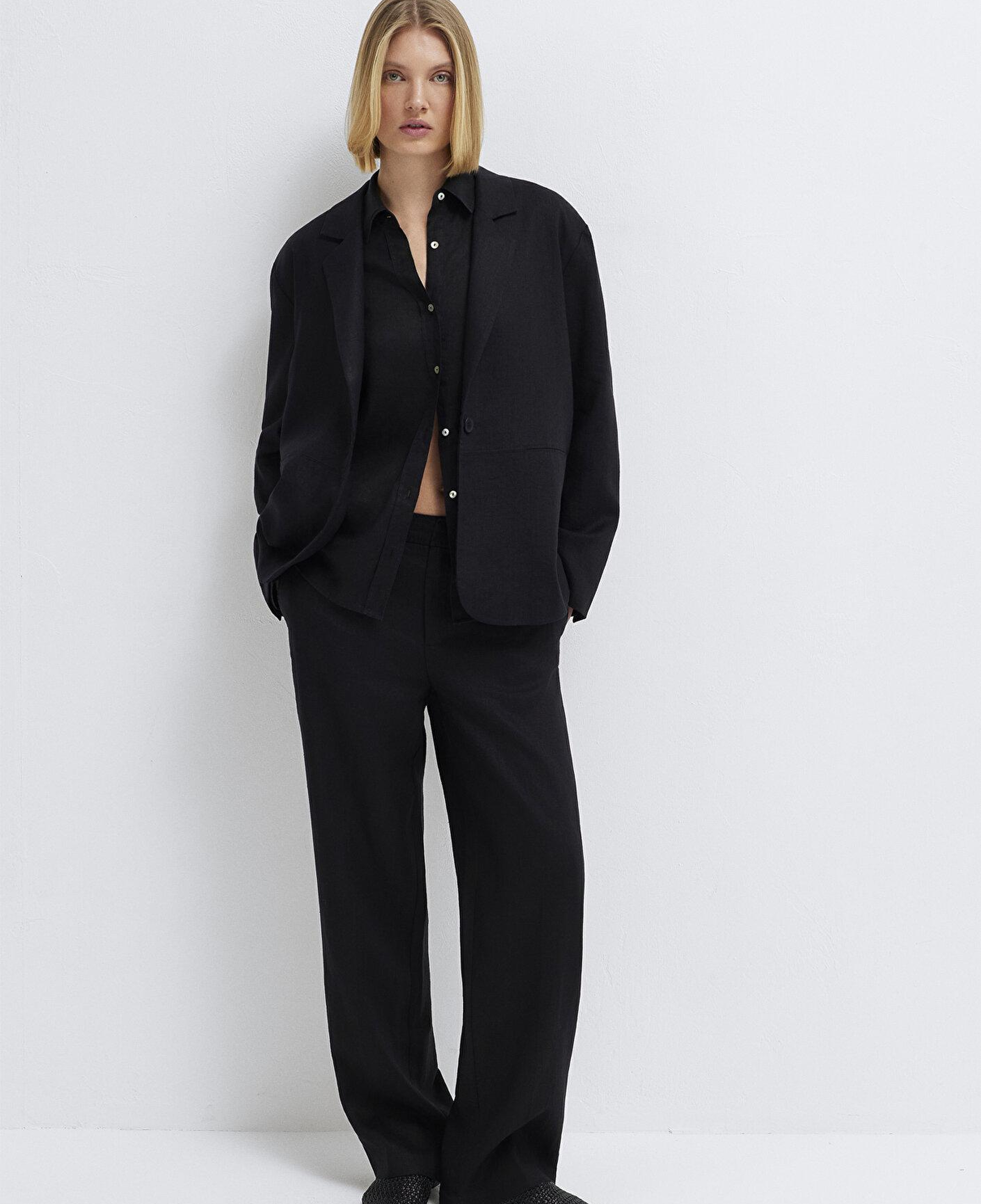 Mavi Siyah Keten Blazer 1110850-900