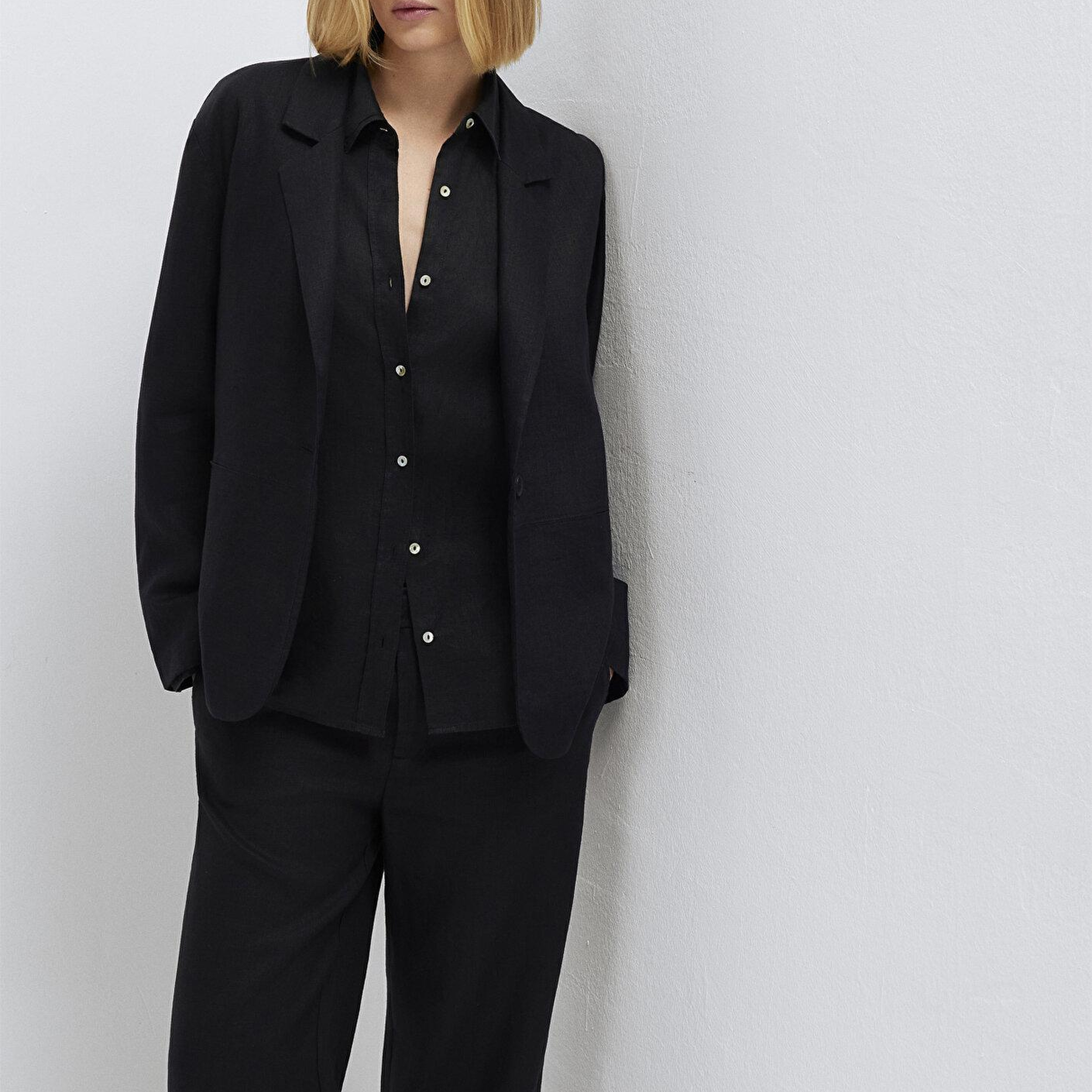 Mavi Siyah Keten Blazer 1110850-900