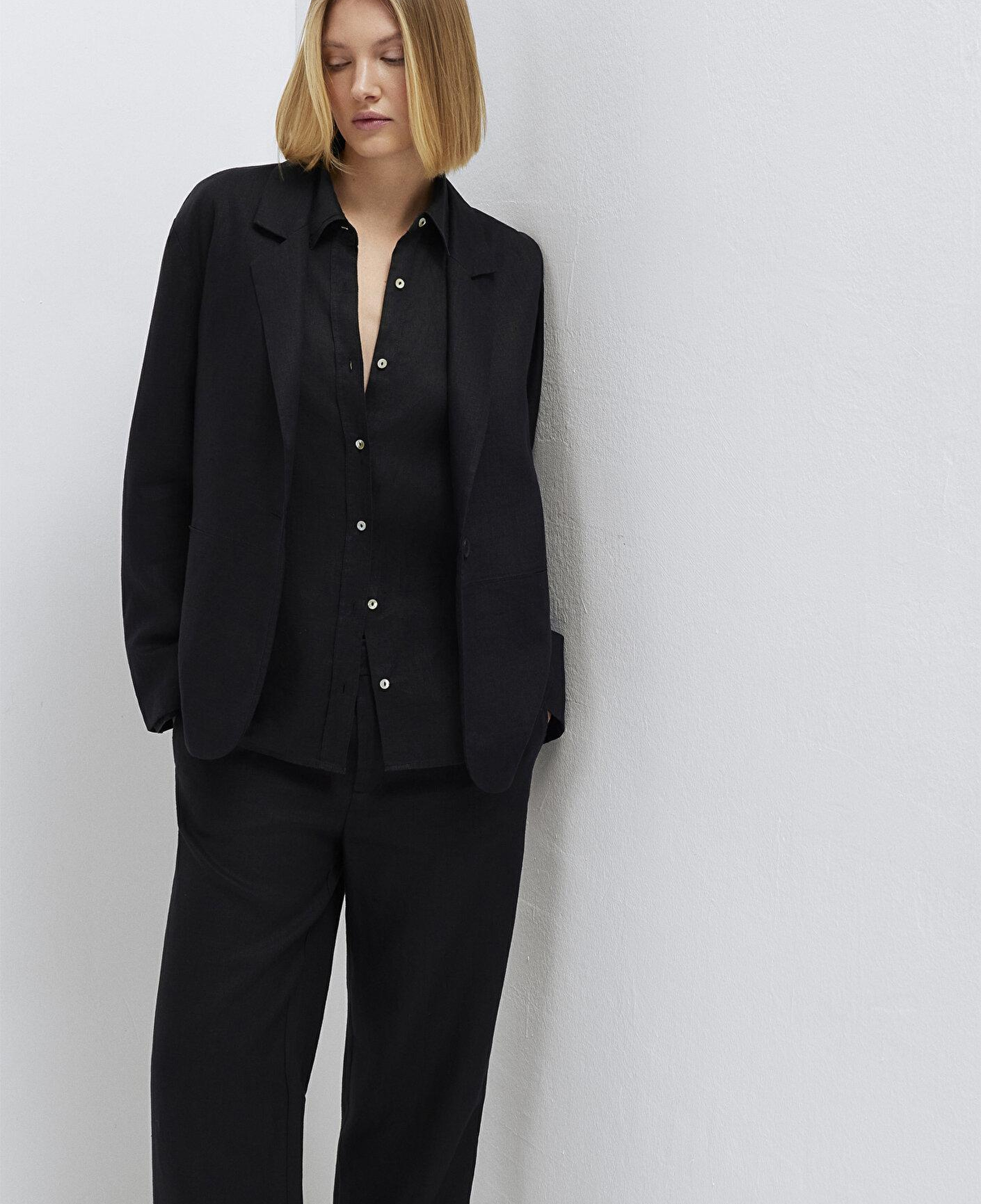 Mavi Siyah Keten Blazer 1110850-900