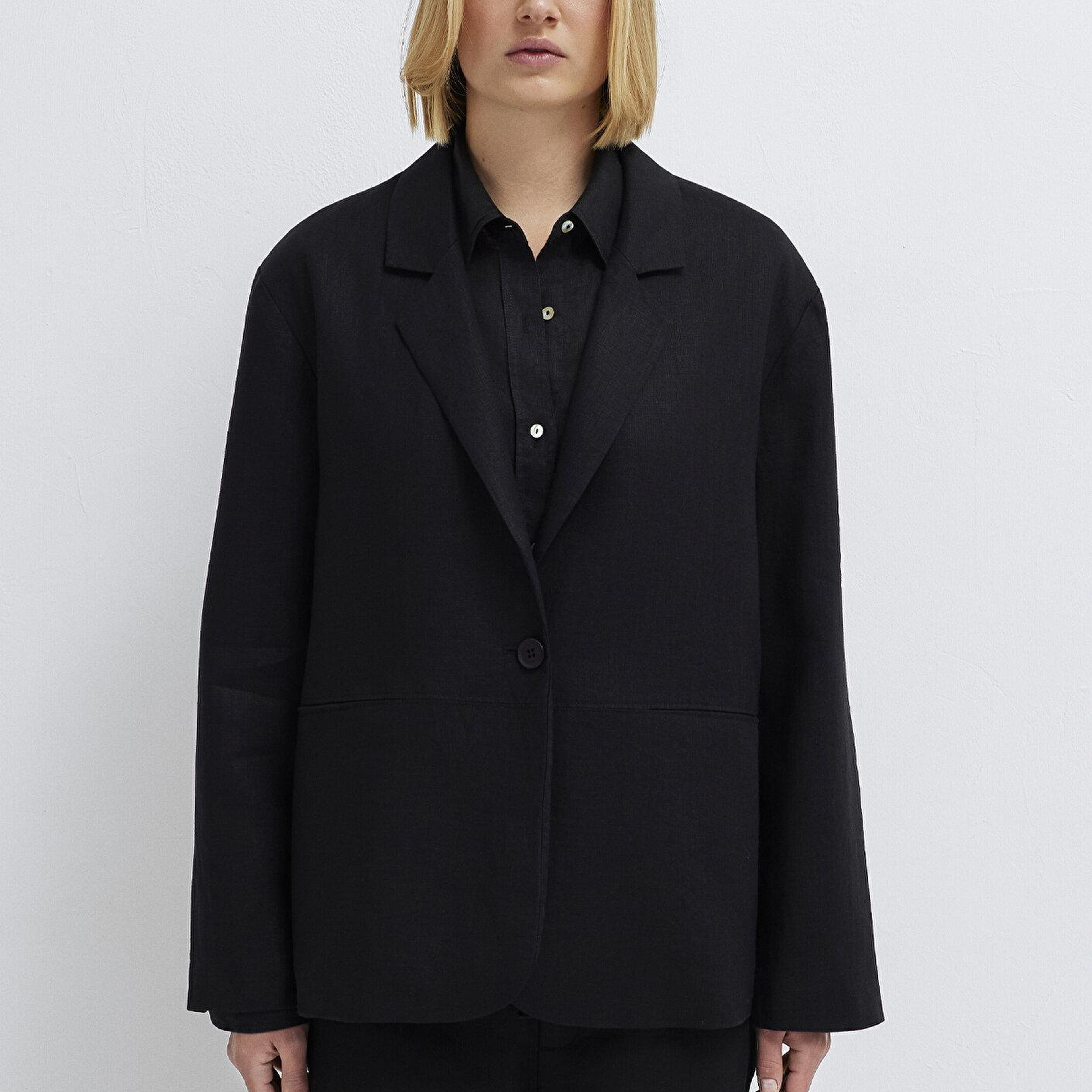 Mavi Siyah Keten Blazer 1110850-900