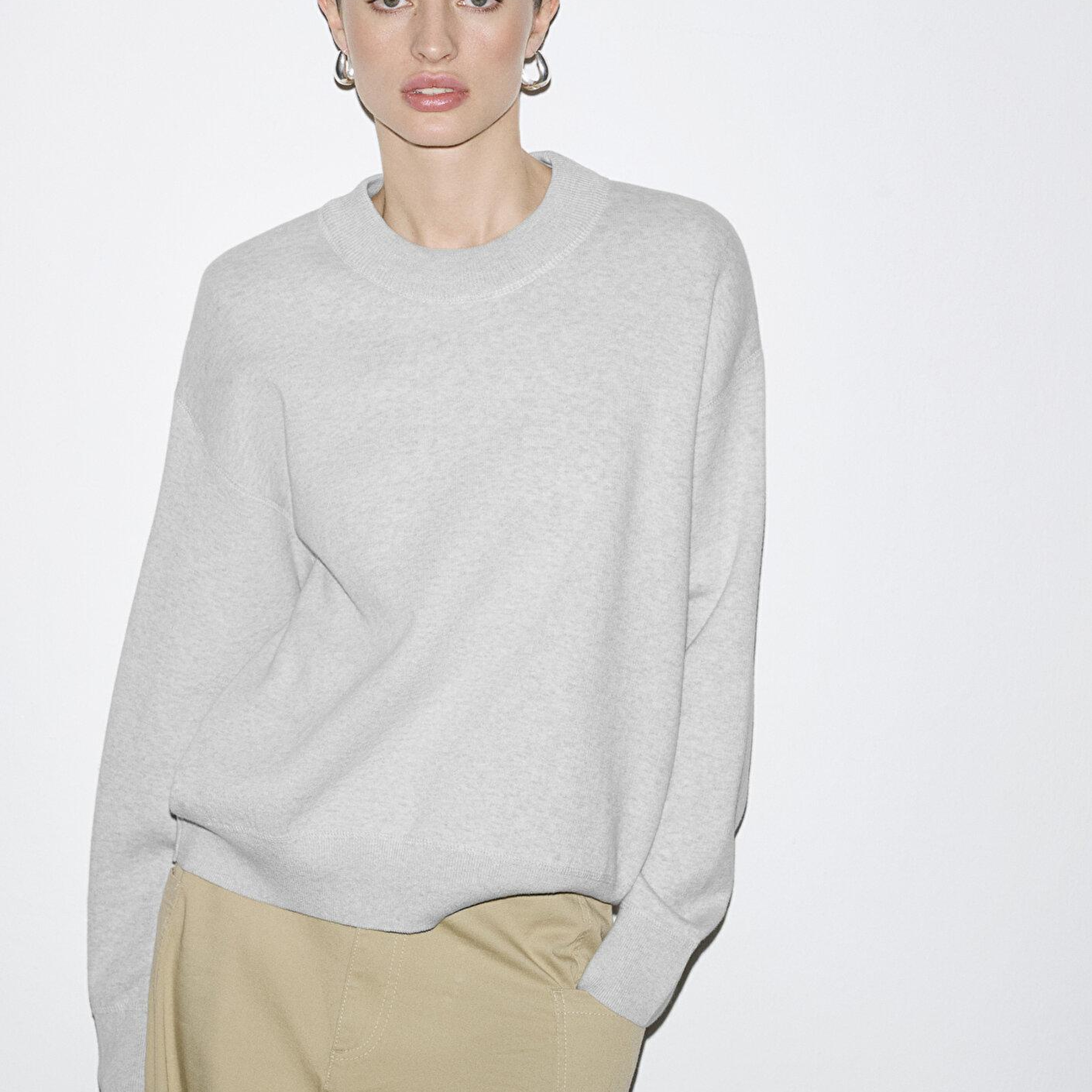 Mavi Bisiklet Yaka Gri Kazak Oversize / Geniş Kesim 1710883-83096