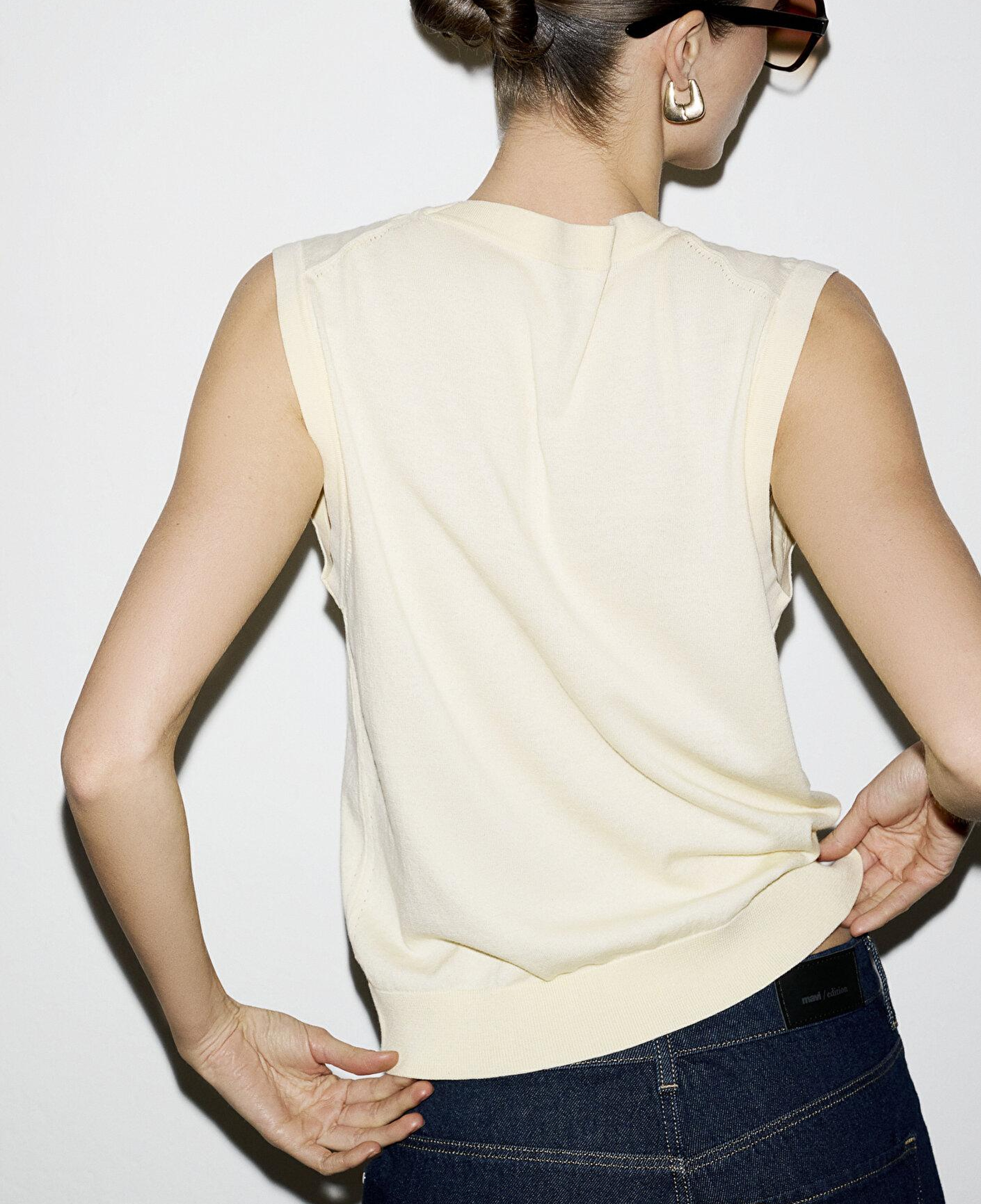 Mavi Düğmeli Sarı Triko Yelek Slim Fit / Dar Kesim 1710867-70013