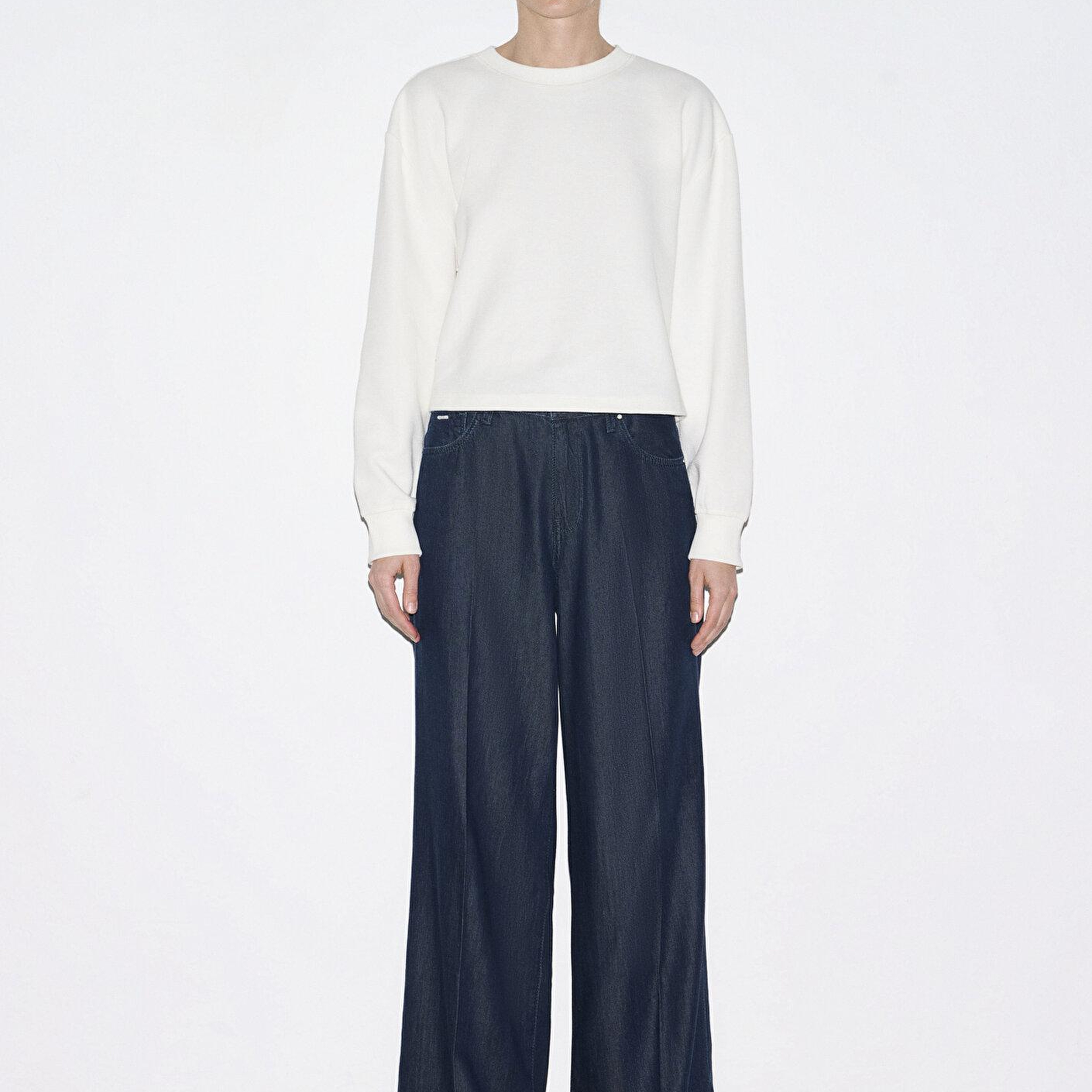 Mavi Bisiklet Yaka Ekru Sweatshirt 1S10508-70051