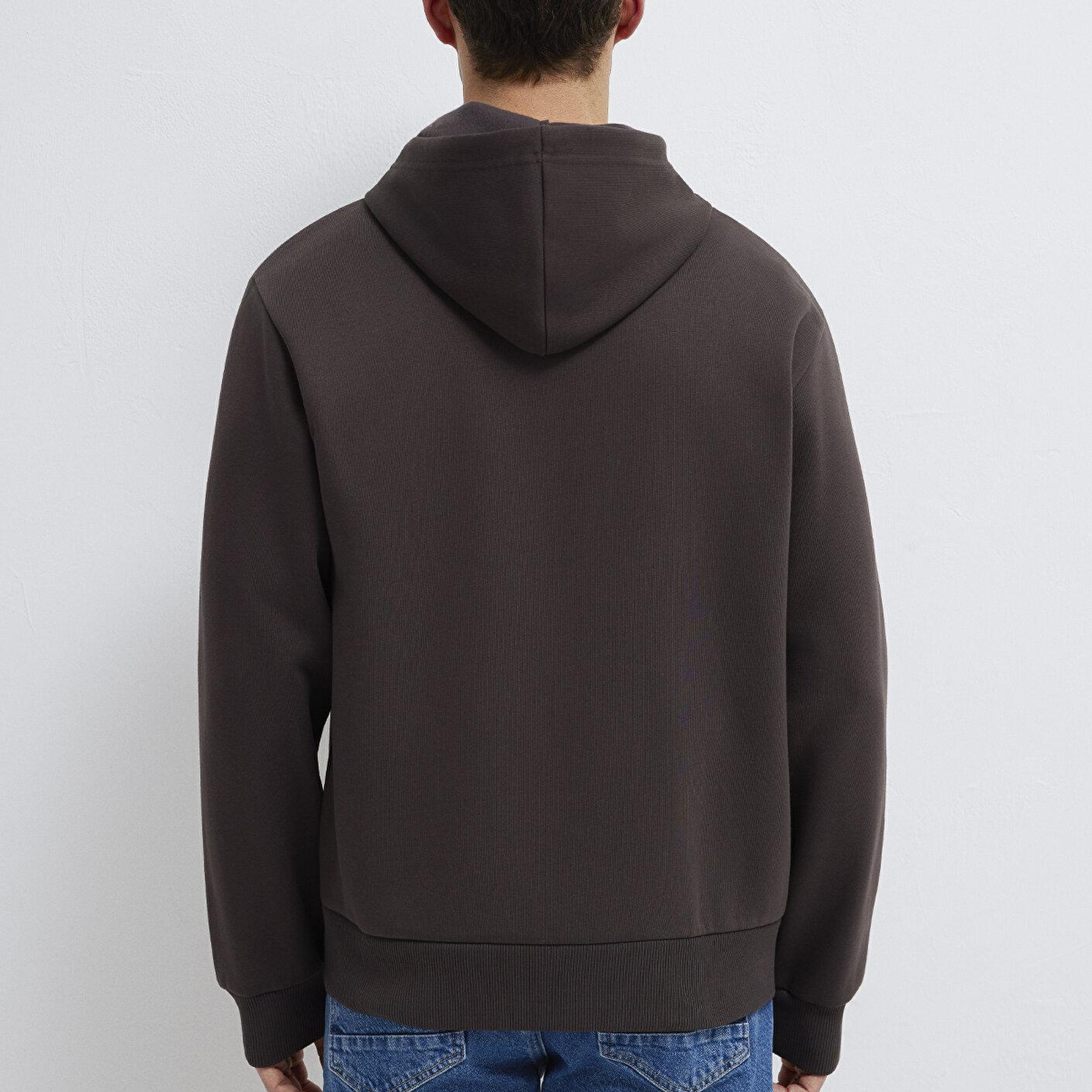 Mavi Kapüşonlu Fermuarlı Kahverengi Basic Sweatshirt 0S10277-70219