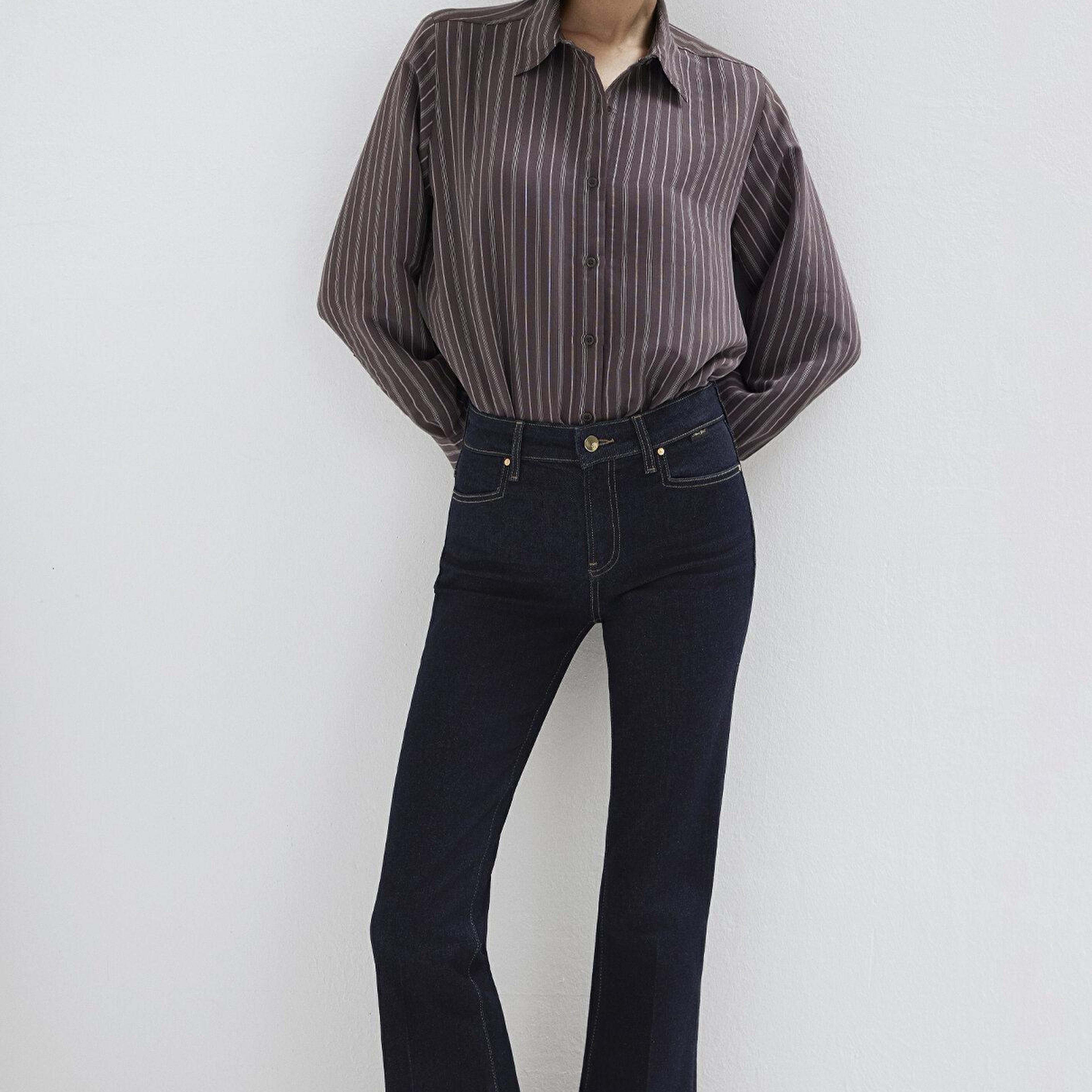 Mavi Mor (TENCEL™) Liyosel Karışımlı Gömlek Loose Fit / Bol Rahat Kesim 1211373-91534