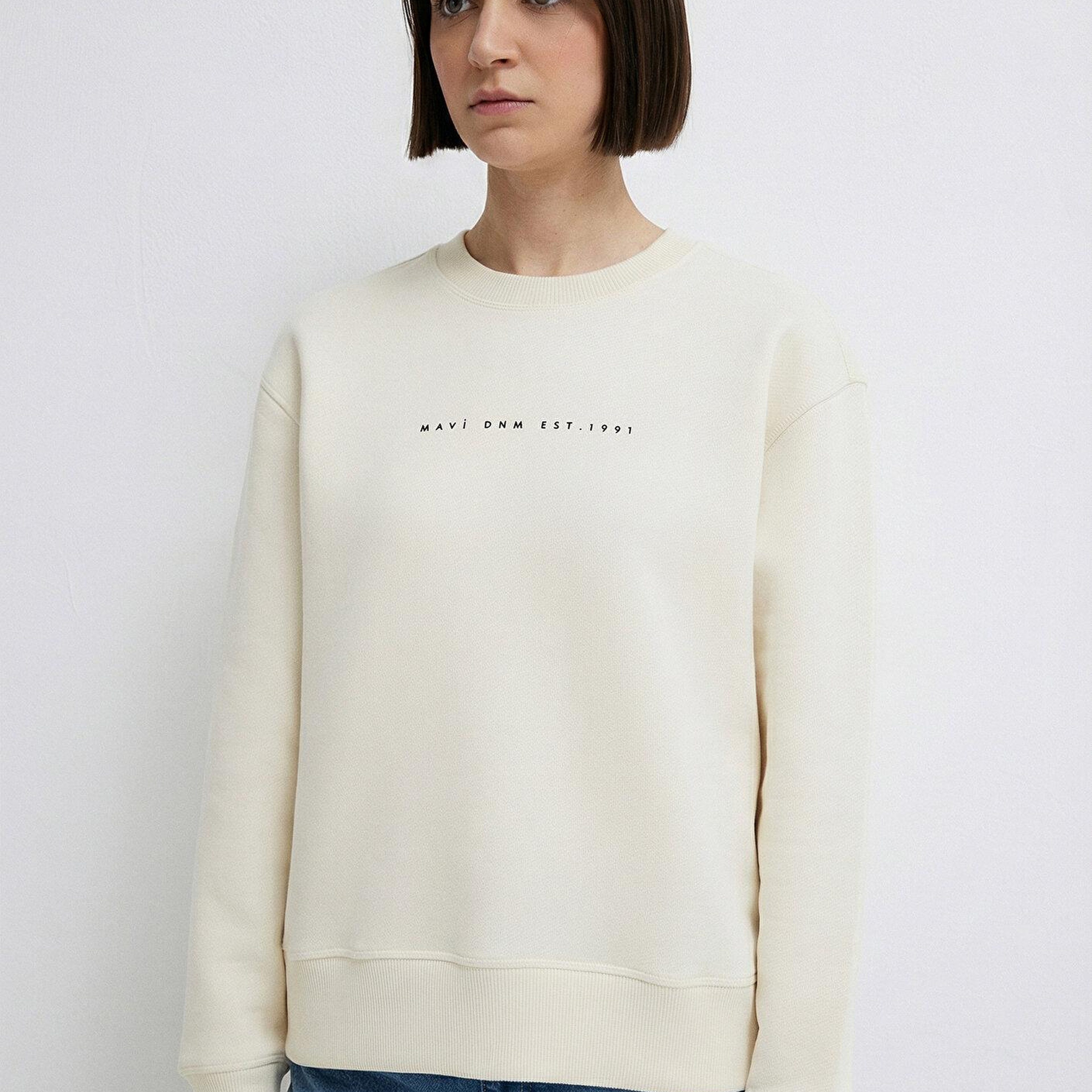 Mavi Mavi Denim Baskılı Ekru Sweatshirt 1S10525-80194