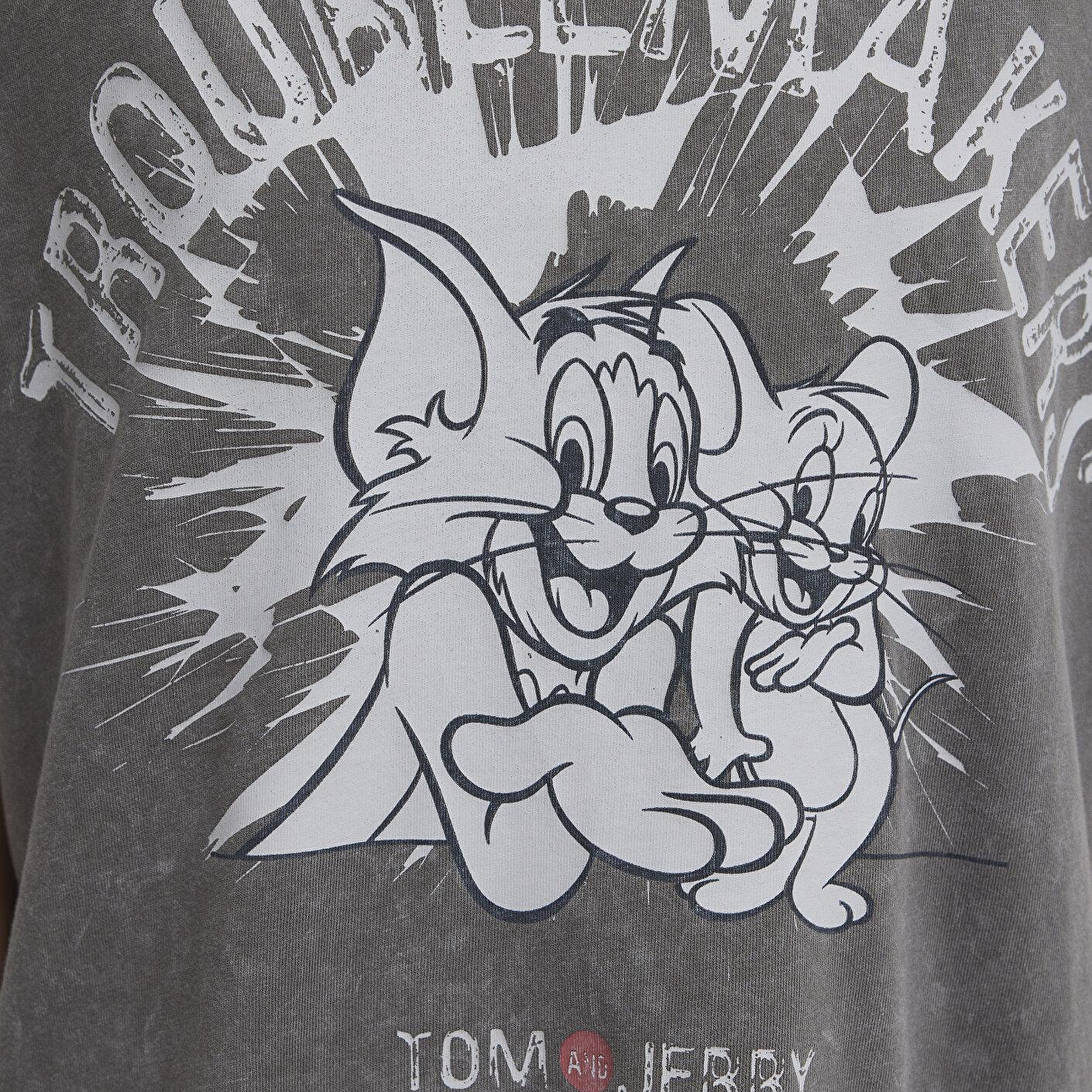 Mavi Tom ve Jerry Baskılı Haki Tişört Loose Fit / Bol Rahat Kesim 1614043-71553