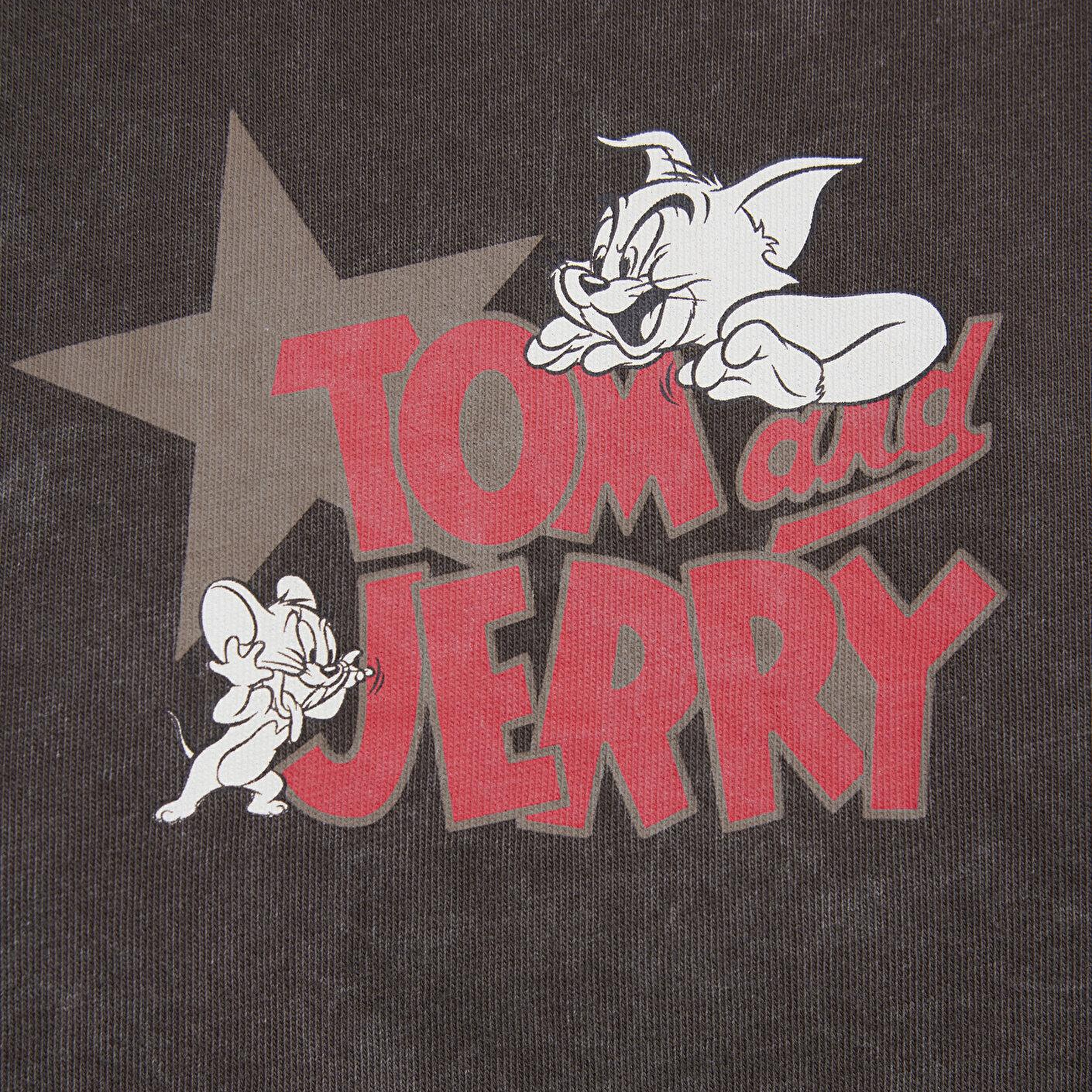Mavi Tom ve Jerry Baskılı Kahverengi Tişört Boxy Fit 1614044-71603