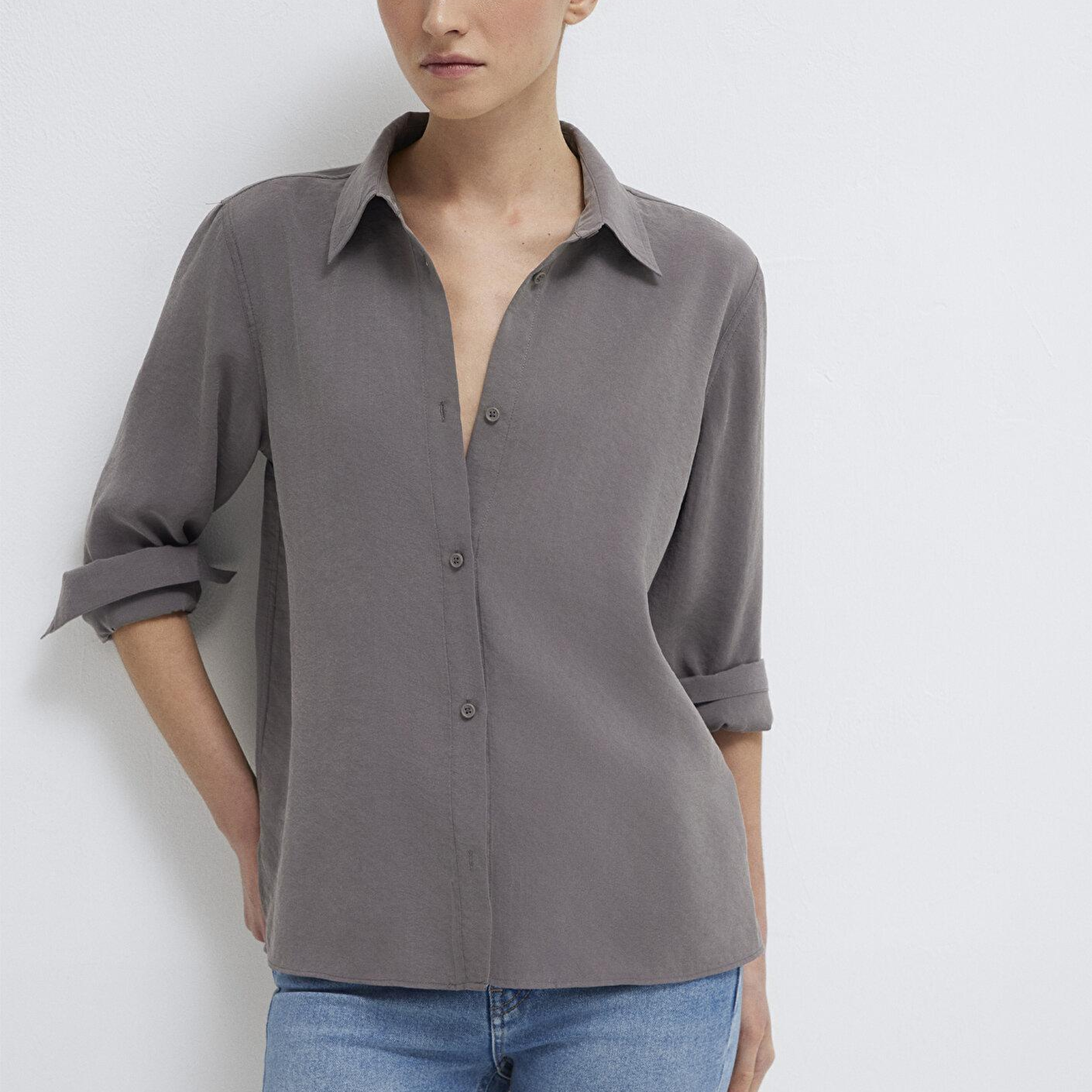 Mavi Gri (TENCEL™) Liyosel Karışımlı Gömlek Regular Fit / Normal Kesim 1211374-90721
