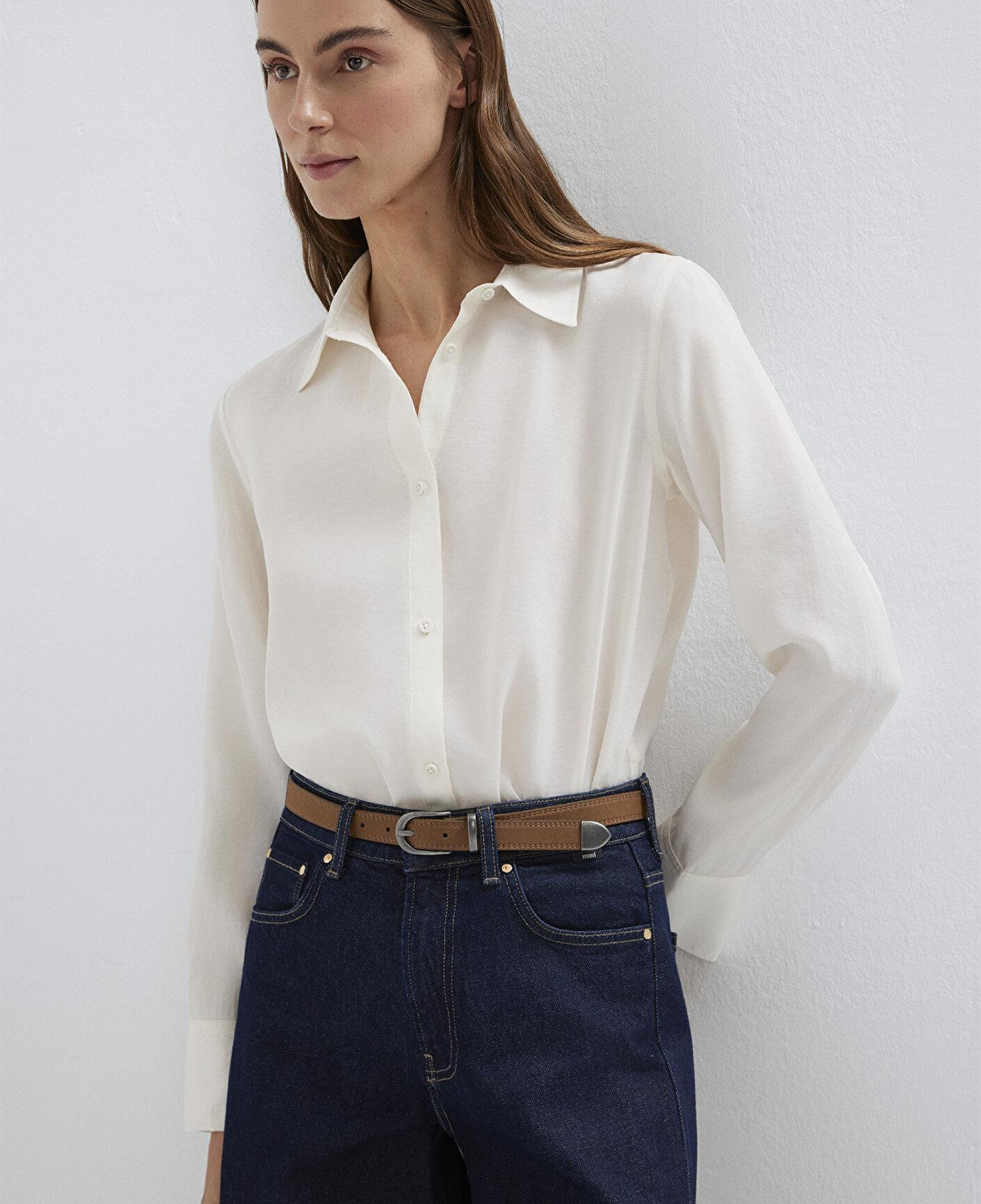 Mavi Ekru (TENCEL™) Liyosel Karışımlı Gömlek Regular Fit / Normal Kesim 1211374-70057