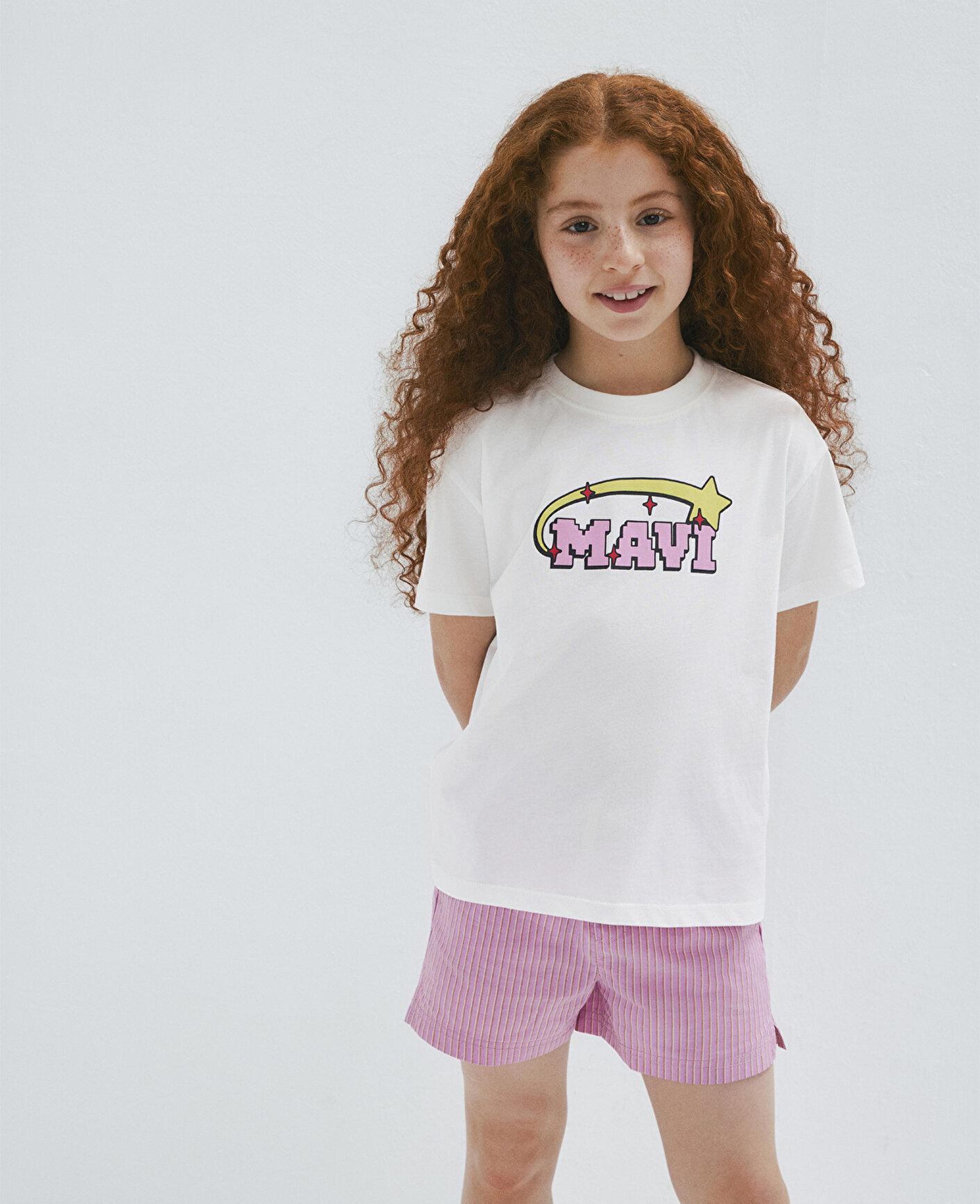 Mavi Mavi Baskılı Ekru Tişört Loose Fit / Bol Rahat Kesim 7610471-70057