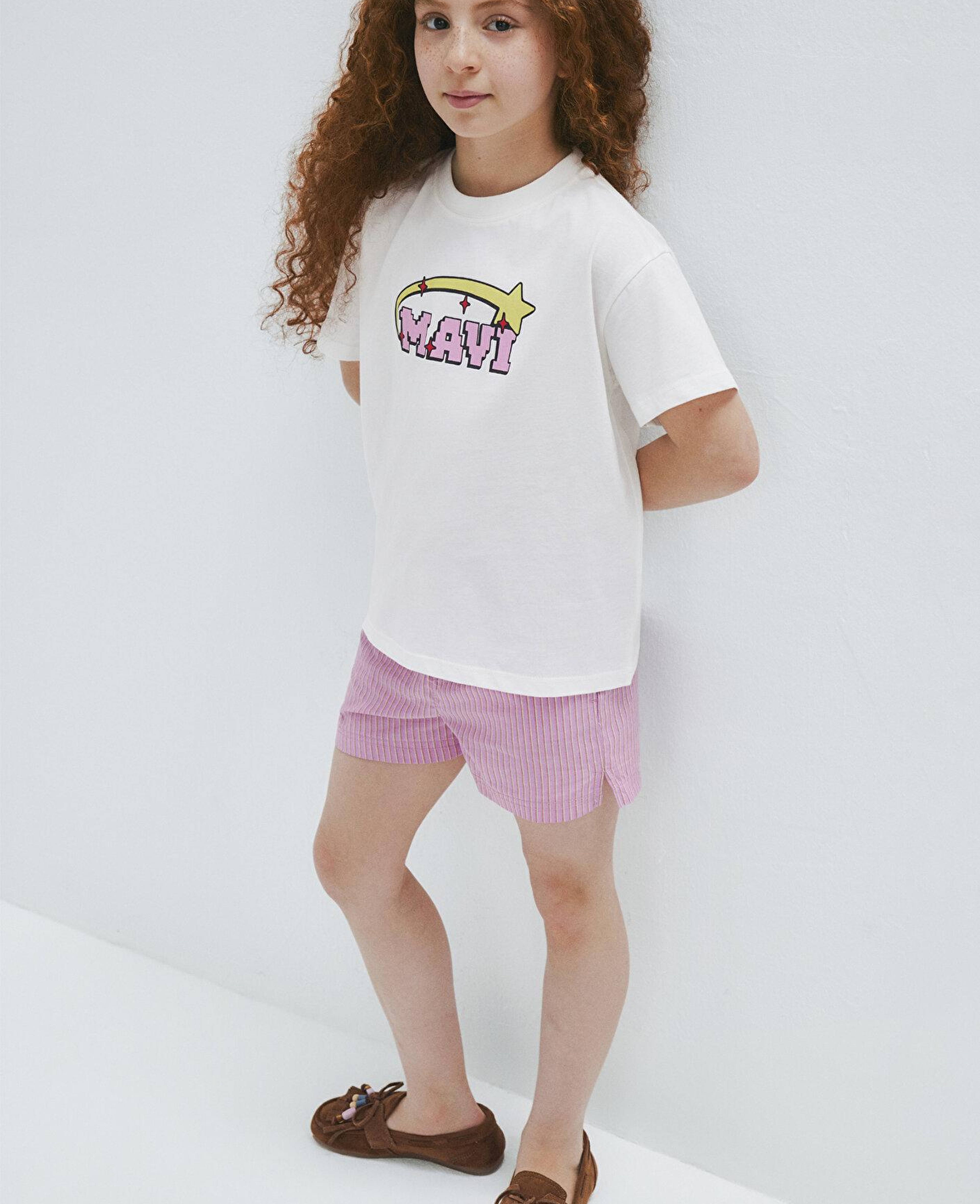 Mavi Mavi Baskılı Ekru Tişört Loose Fit / Bol Rahat Kesim 7610471-70057