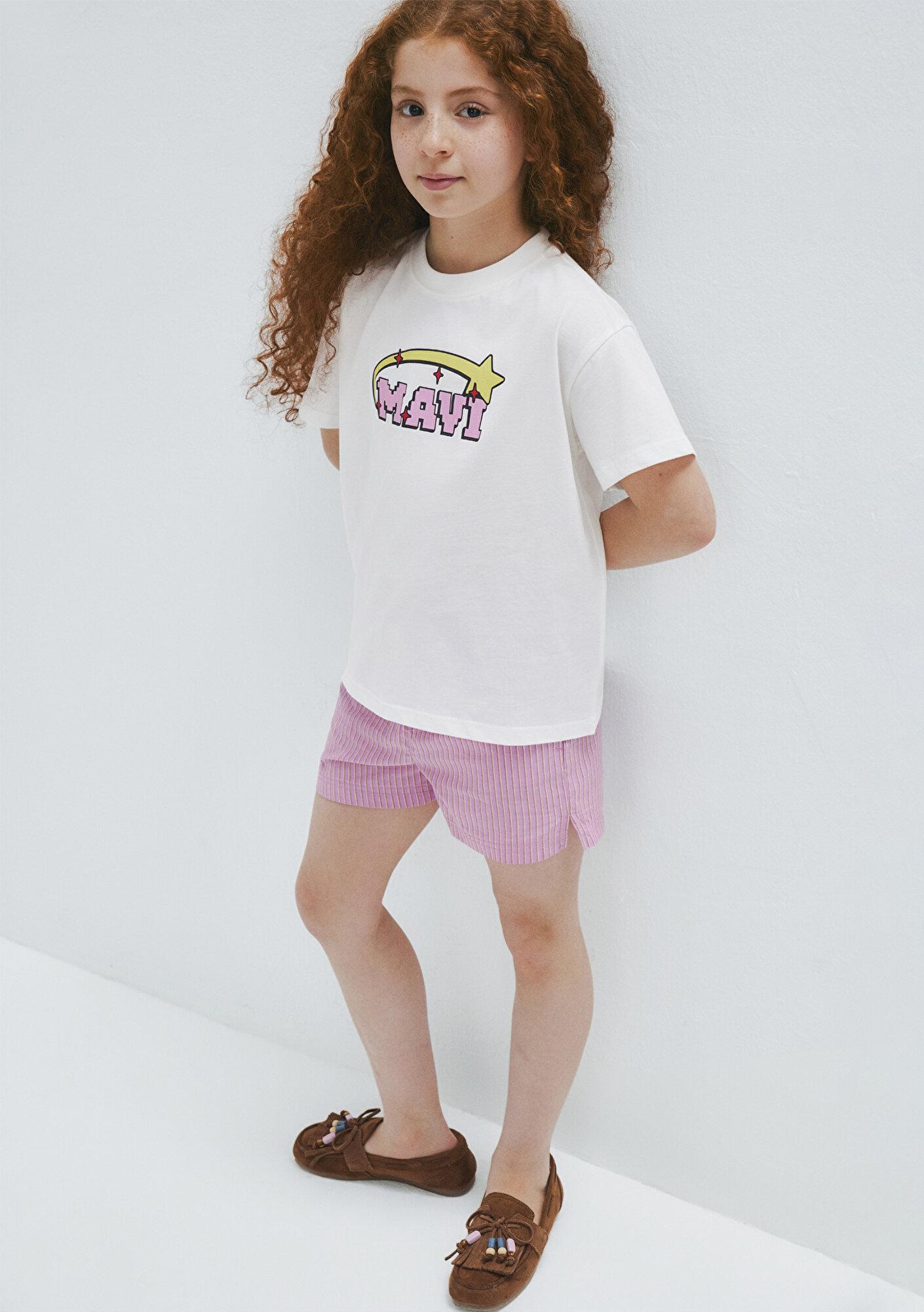 Mavi Mavi Baskılı Ekru Tişört Loose Fit / Bol Rahat Kesim 7610471-70057