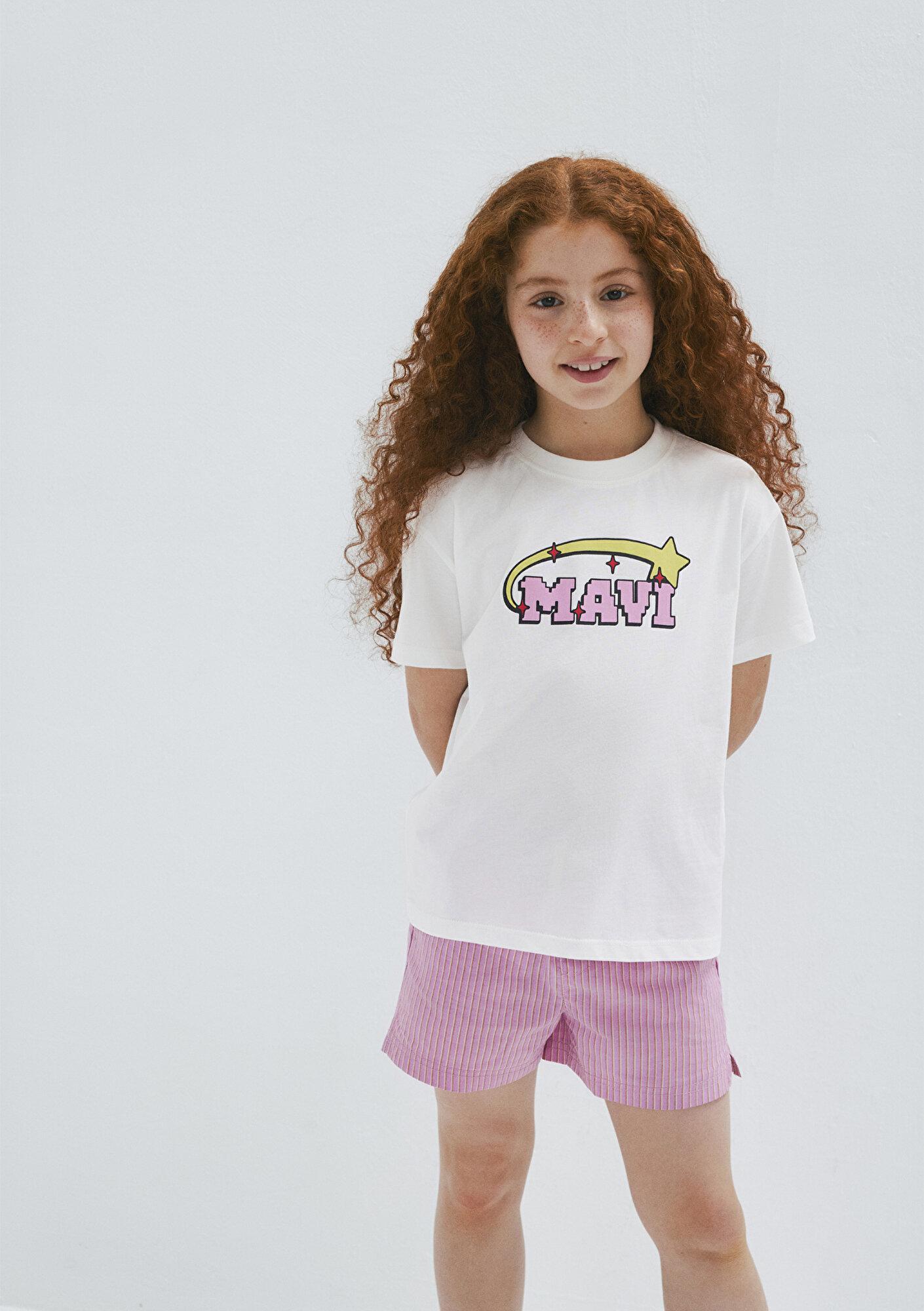 Mavi Mavi Baskılı Ekru Tişört Loose Fit / Bol Rahat Kesim 7610471-70057