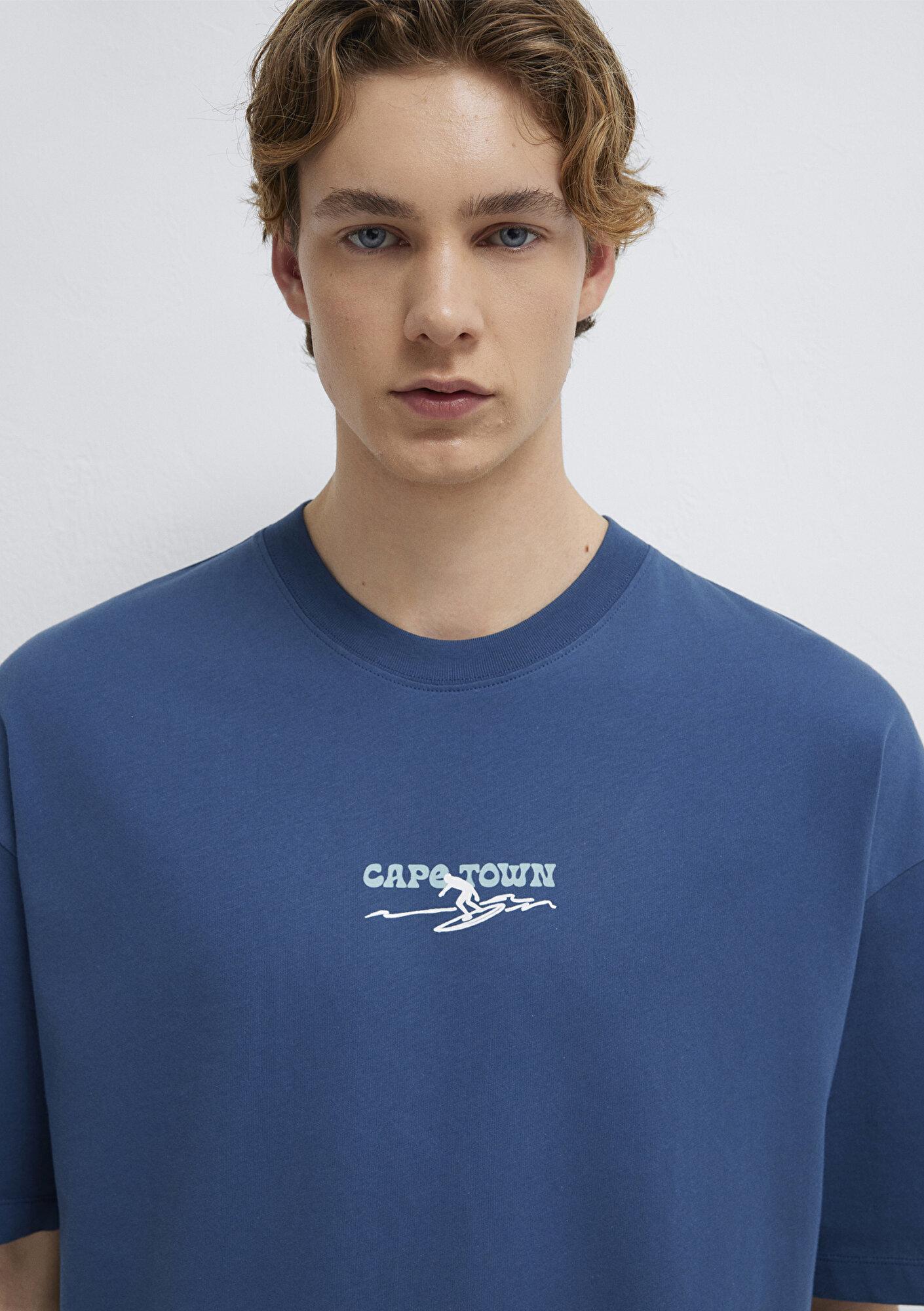 Mavi Cape Town Baskılı Lacivert Tişört Oversize / Geniş Kesim 0613297-70718