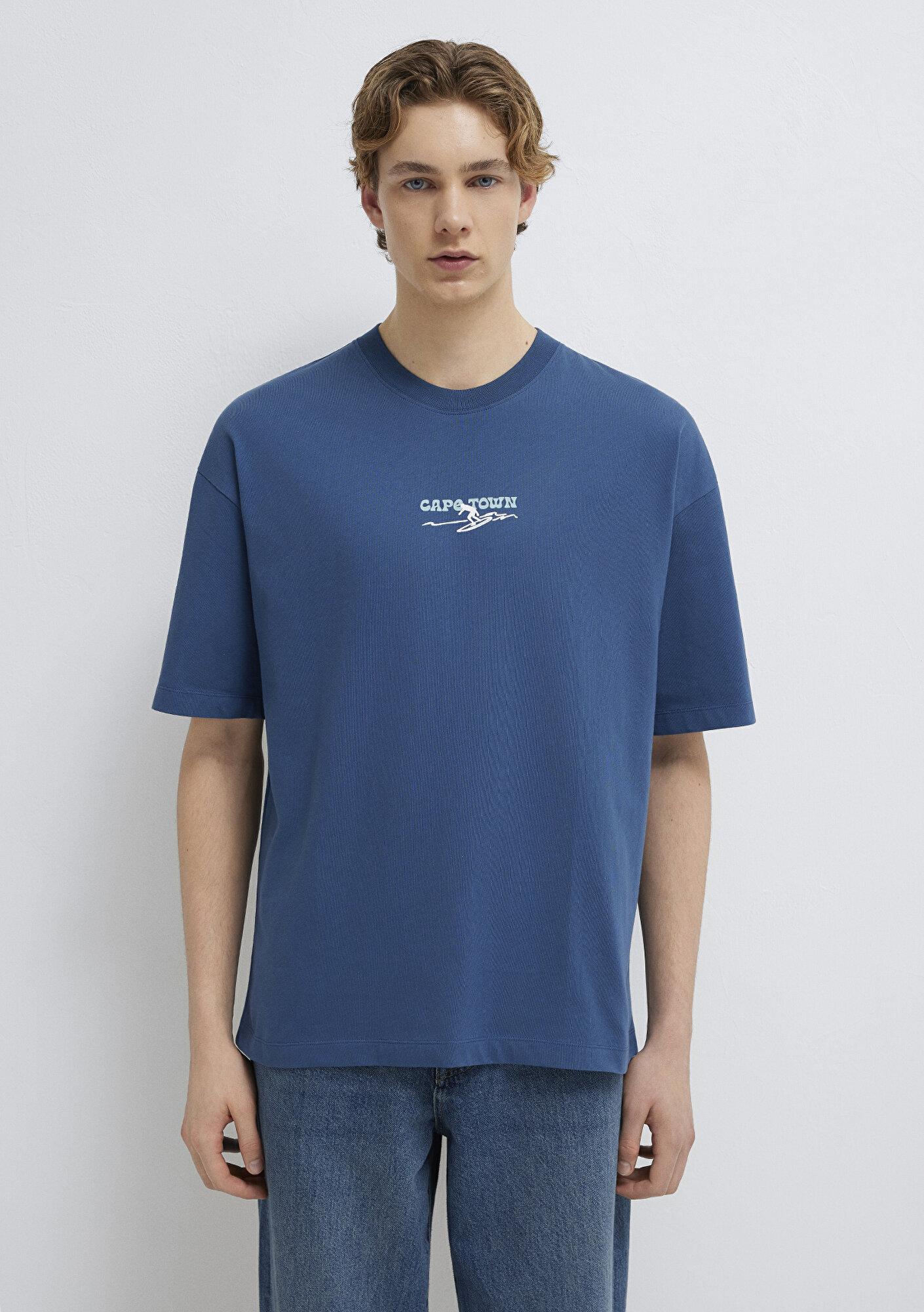 Mavi Cape Town Baskılı Lacivert Tişört Oversize / Geniş Kesim 0613297-70718