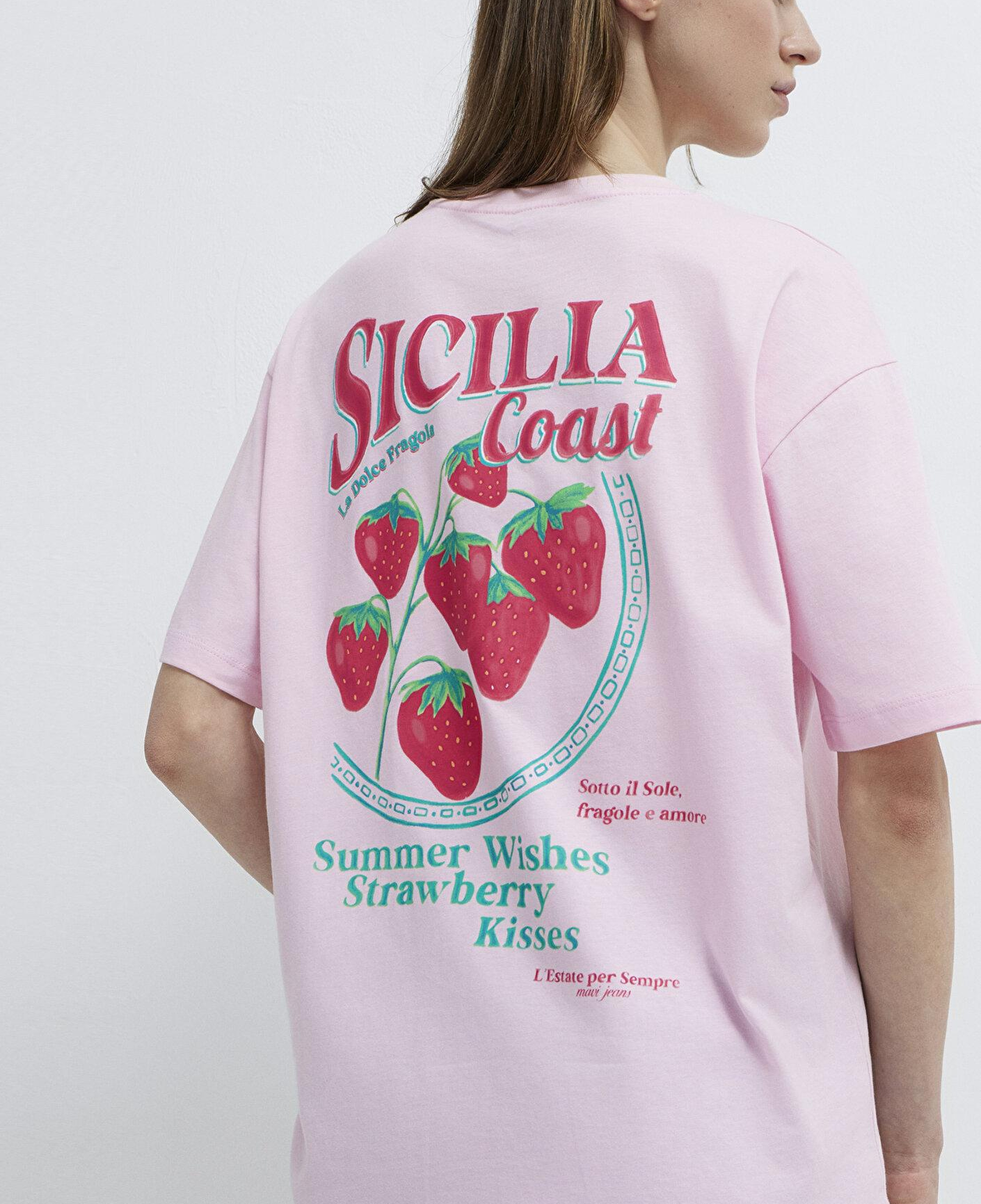 Mavi Sicilia Baskılı Pembe Tişört Loose Fit / Bol Rahat Kesim 1614007-86953