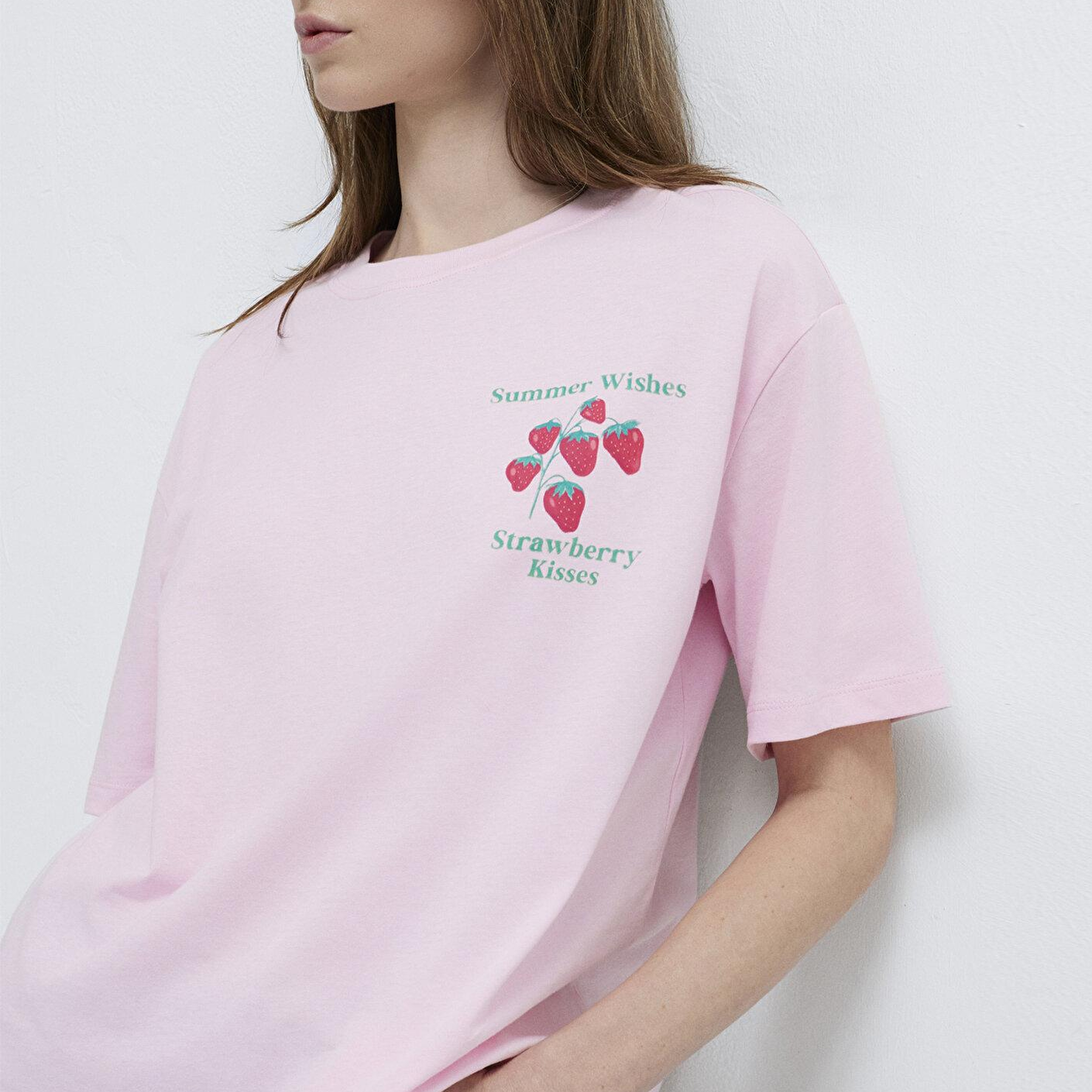 Mavi Sicilia Baskılı Pembe Tişört Loose Fit / Bol Rahat Kesim 1614007-86953