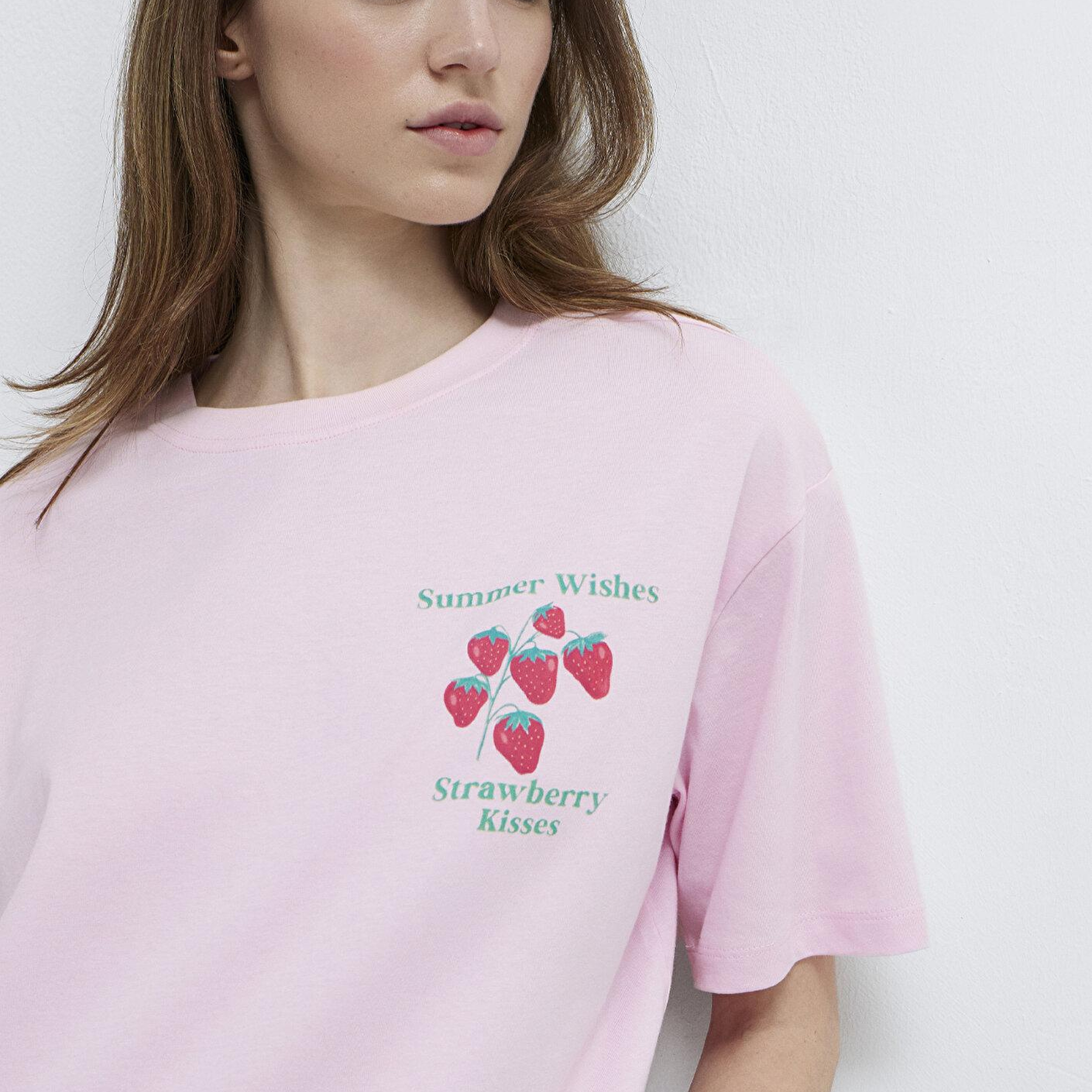 Mavi Sicilia Baskılı Pembe Tişört Loose Fit / Bol Rahat Kesim 1614007-86953