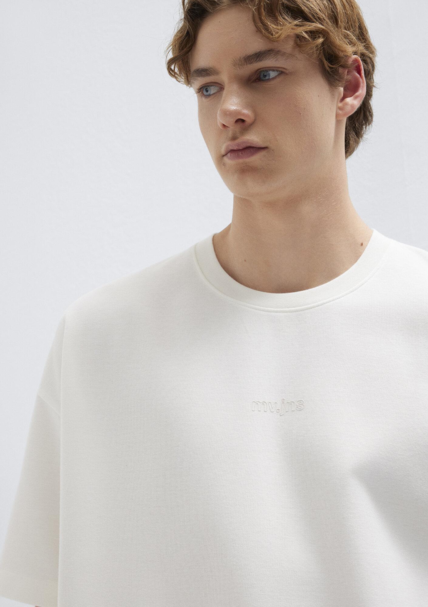 Mavi MVJNS Baskılı Ekru İnterlok Tişört Boxy Fit 0613306-70057