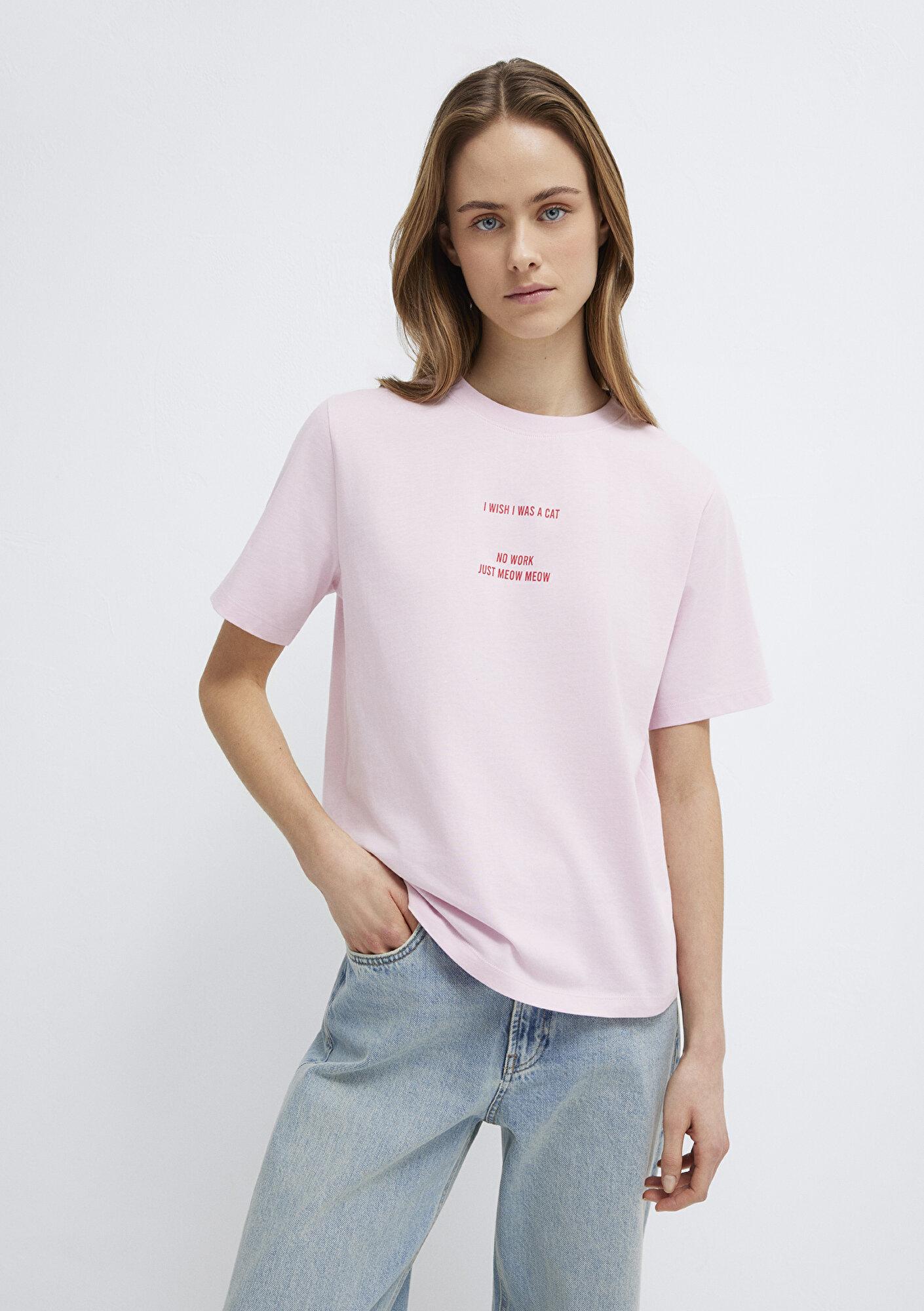 Mavi Slogan Baskılı Pembe Tişört Regular Fit / Normal Kesim 1614011-86953