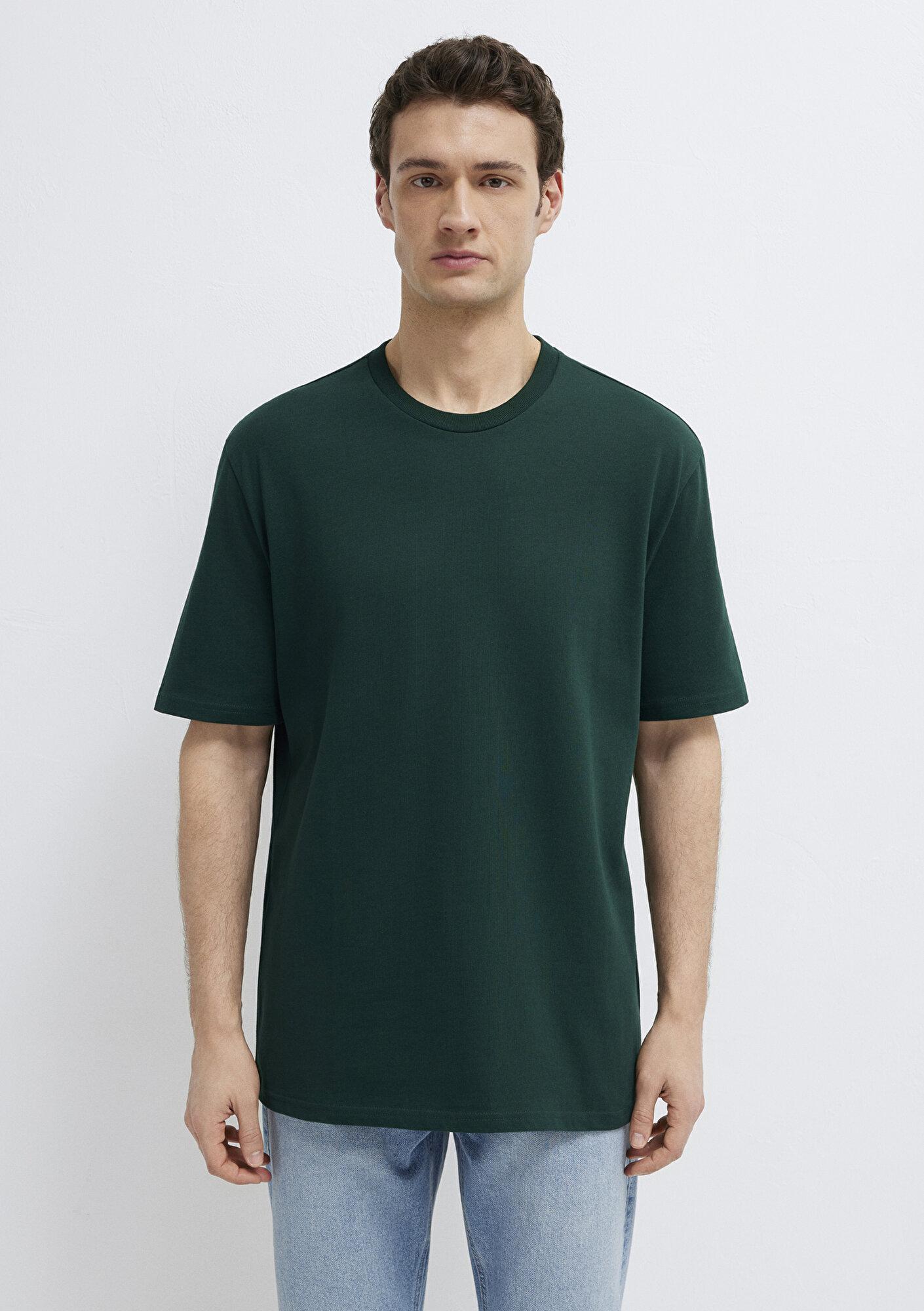 Mavi Yeşil Basic Tişört Loose Fit / Bol Rahat Kesim 0611924-85173