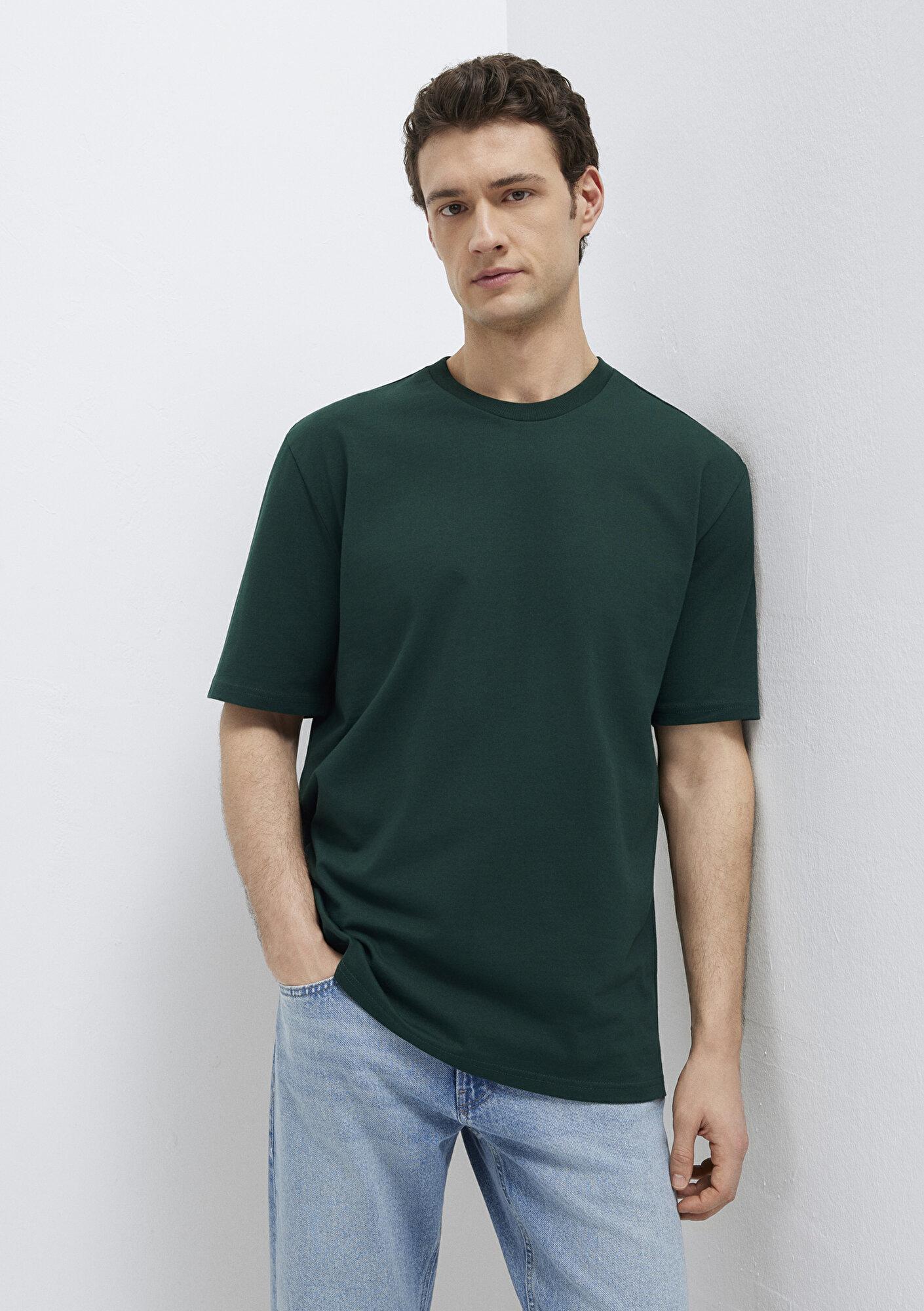 Mavi Yeşil Basic Tişört Loose Fit / Bol Rahat Kesim 0611924-85173